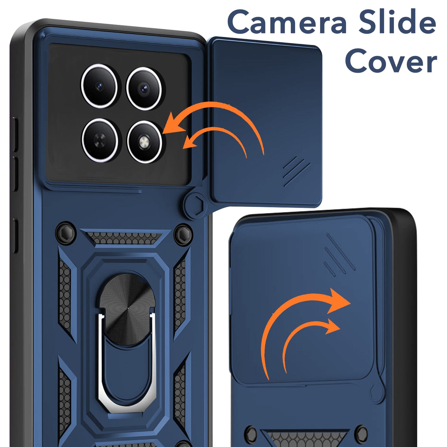 For Redmi note 15 | Redmi note 15 SE (5G) Back Cover Case Hybrid Armor (Sliding Shutter Camera Protection | Polycarbonate |Ring Holder Kickstand)