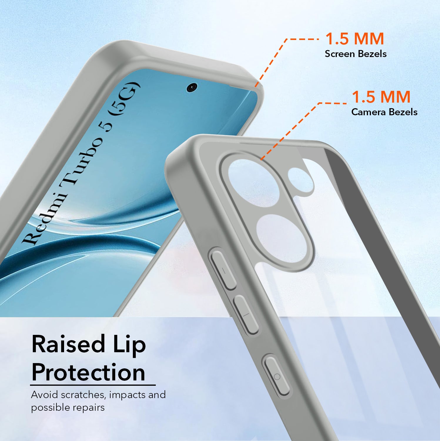 For Redmi Turbo 5 Back Cover Case Ultra-Hybrid (Lifetime Anti Yellow | Anti Scratch | Crystal Clear Shockproof)
