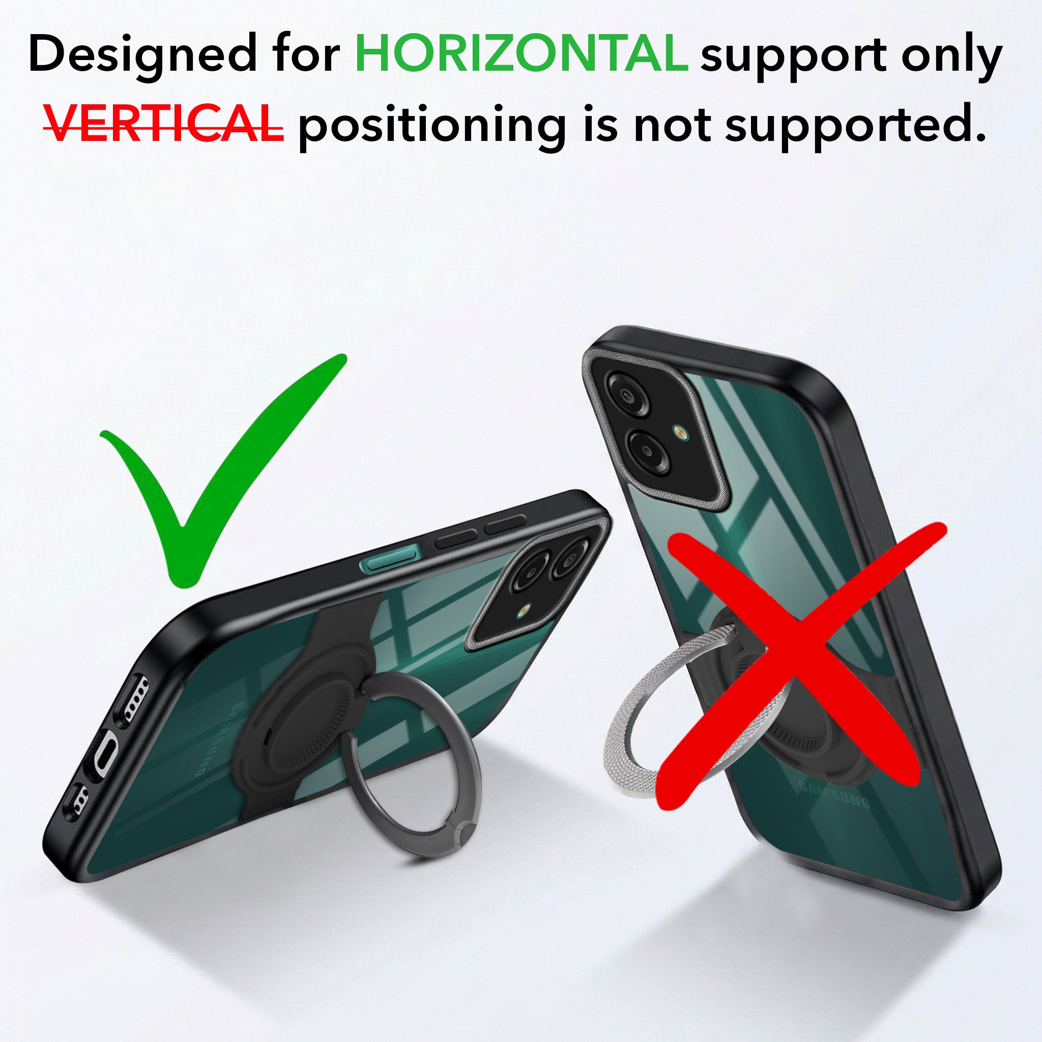 For Samsung Galaxy M07 | Samsung Galaxy F07 Back Cover Case with stand (Built-in Ring Holder Kickstand | Lifetime Anti Yellow | Camera Protection)