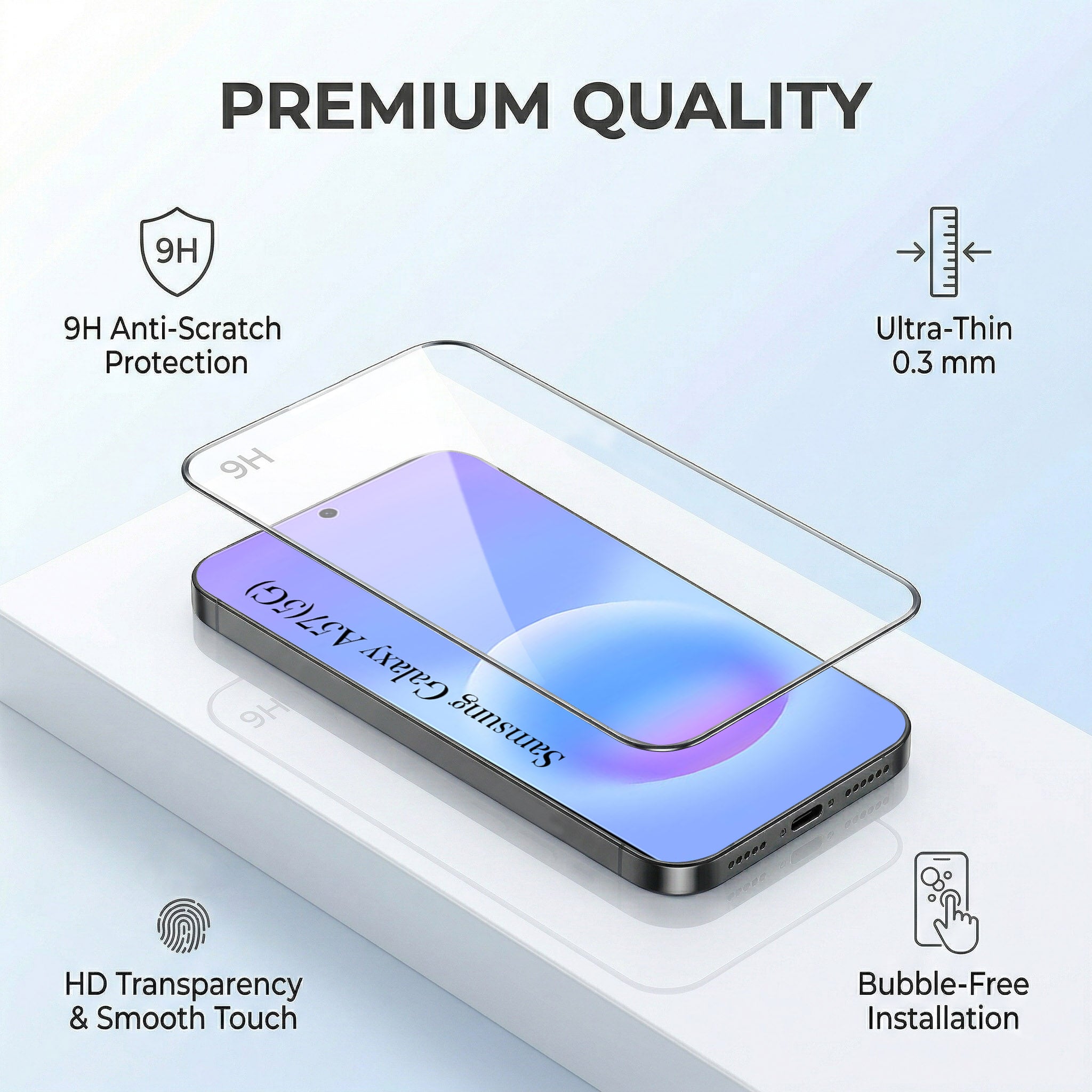 For Samsung Galaxy A57 5G Combo with Back Cover and 9H Tempered Glass (Liquid Silicone | Camera Protection | Oleophobic Coating Screen Glass)