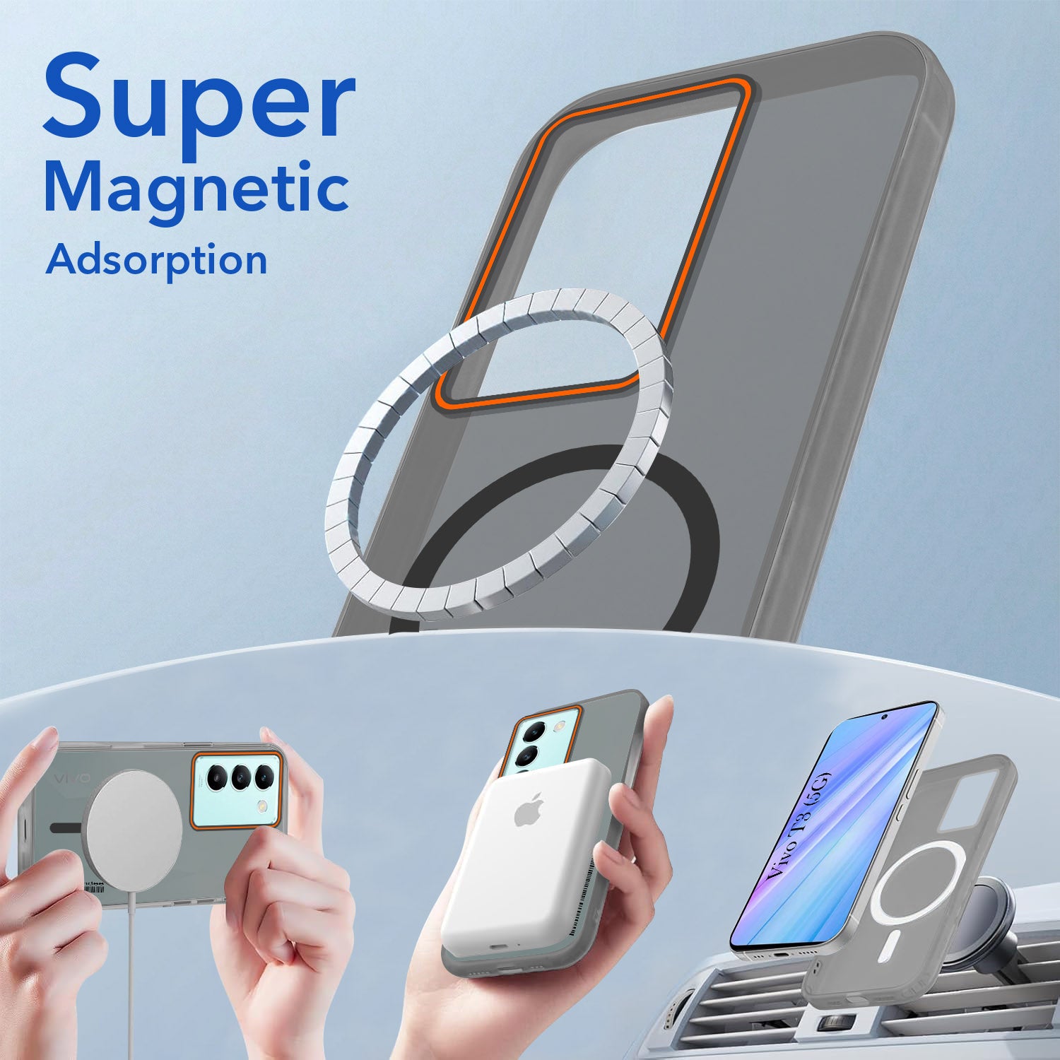 For Vivo T3 5G Back Cover Case (Soft Touch | Camera Bump Protection | MagSafe Compatible | Matte Finish)