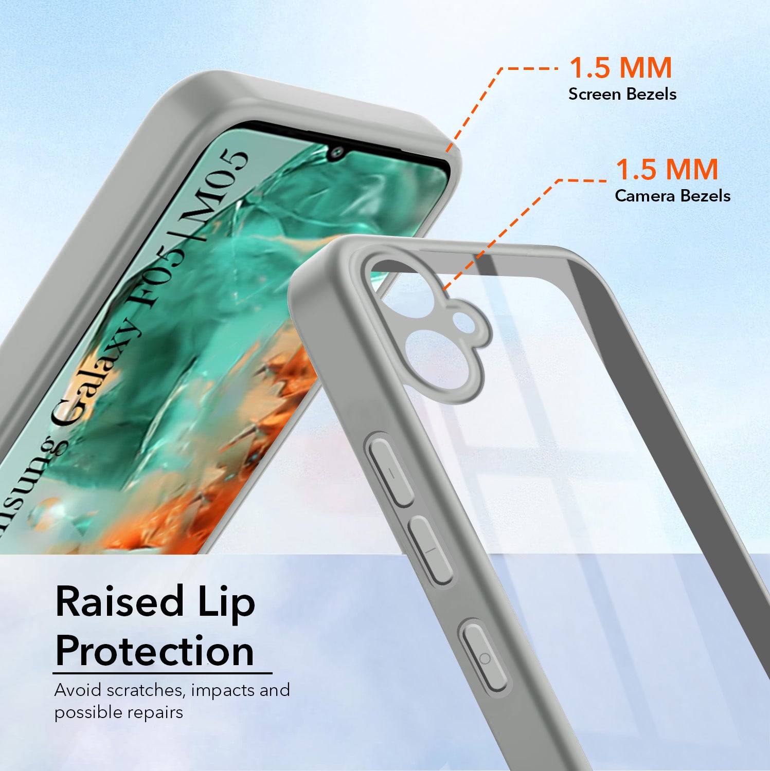For Samsung Galaxy F05 | Samsung Galaxy M05 Back Cover Case Ultra-Hybrid (Lifetime Anti Yellow | Anti Scratch | Crystal Clear Shockproof)
