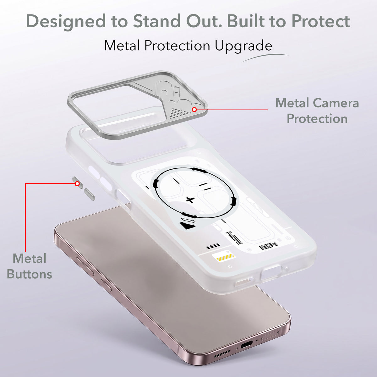 For Samsung Galaxy A26 5G Metallic Back Cover Case (Metallic Camera Protection & Buttons | Translucent Milky Shade | Hard Polycarbonate)