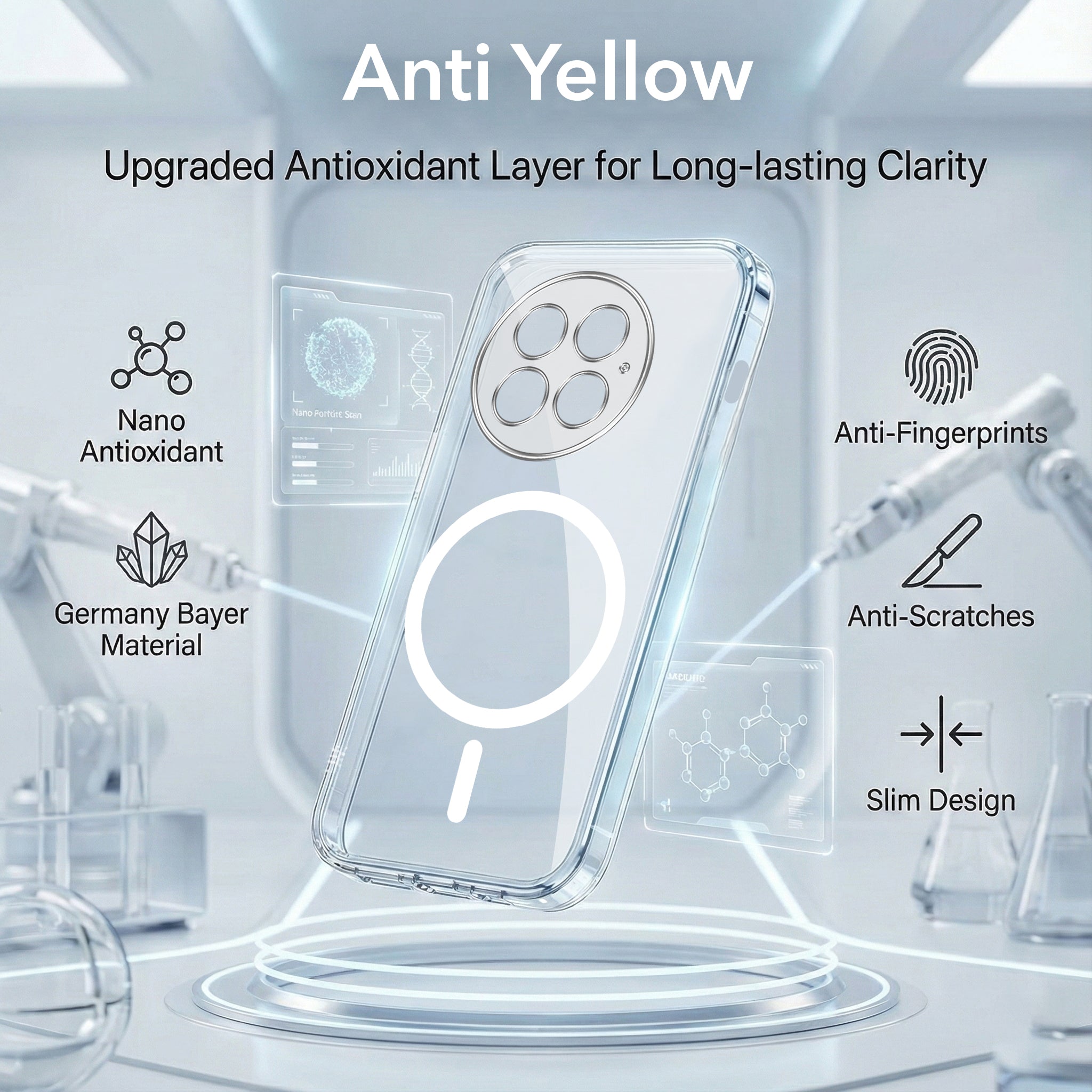 For OnePlus 13 Back Cover Case Lifetime Anti-Yellow MagSafe Compatible Clear (Sleek Hard Crystal | Shockproof and Camera Protection)