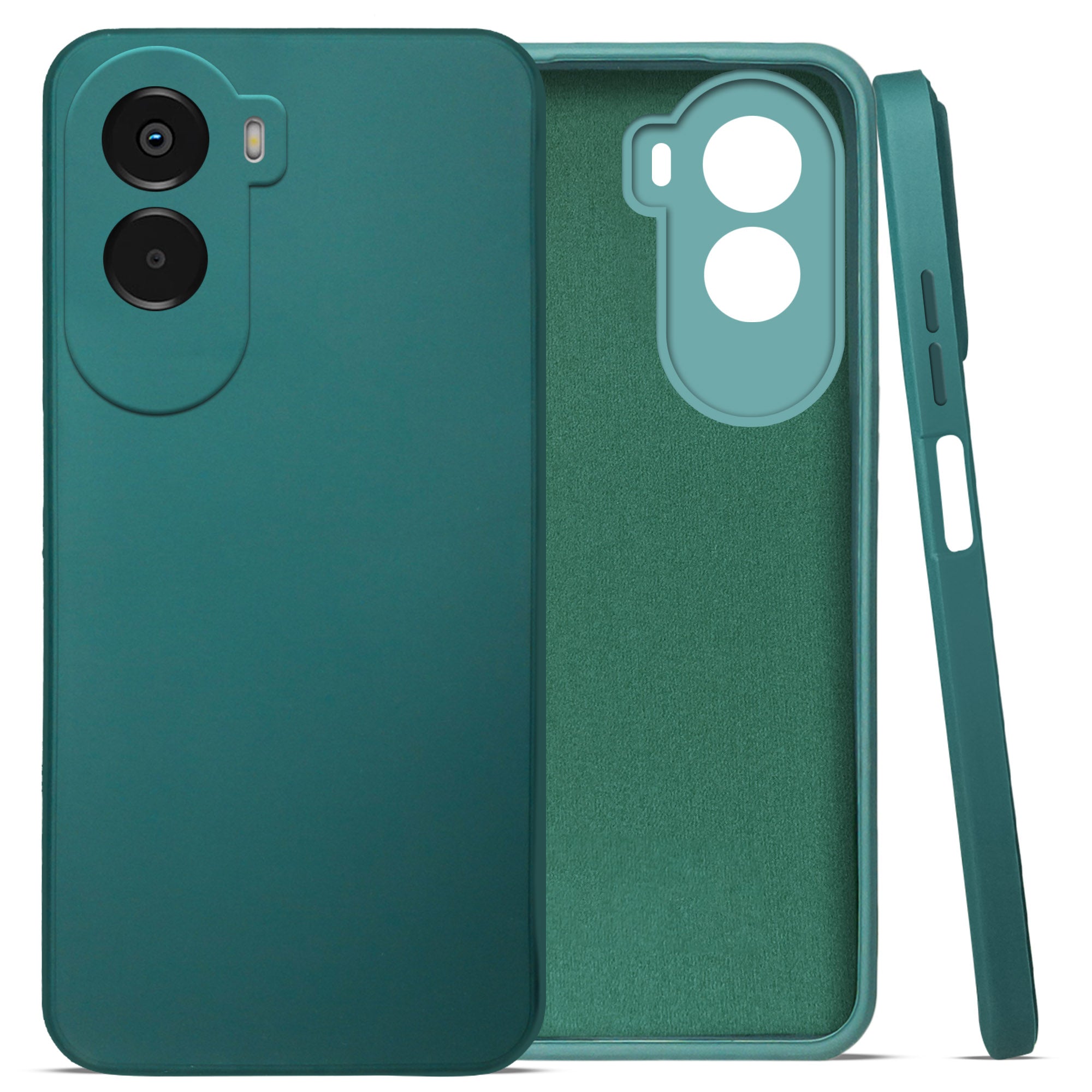 For Poco M7 Plus 5G Back Cover Case (Matte Finish Silicone with Inside Fiber cloth)