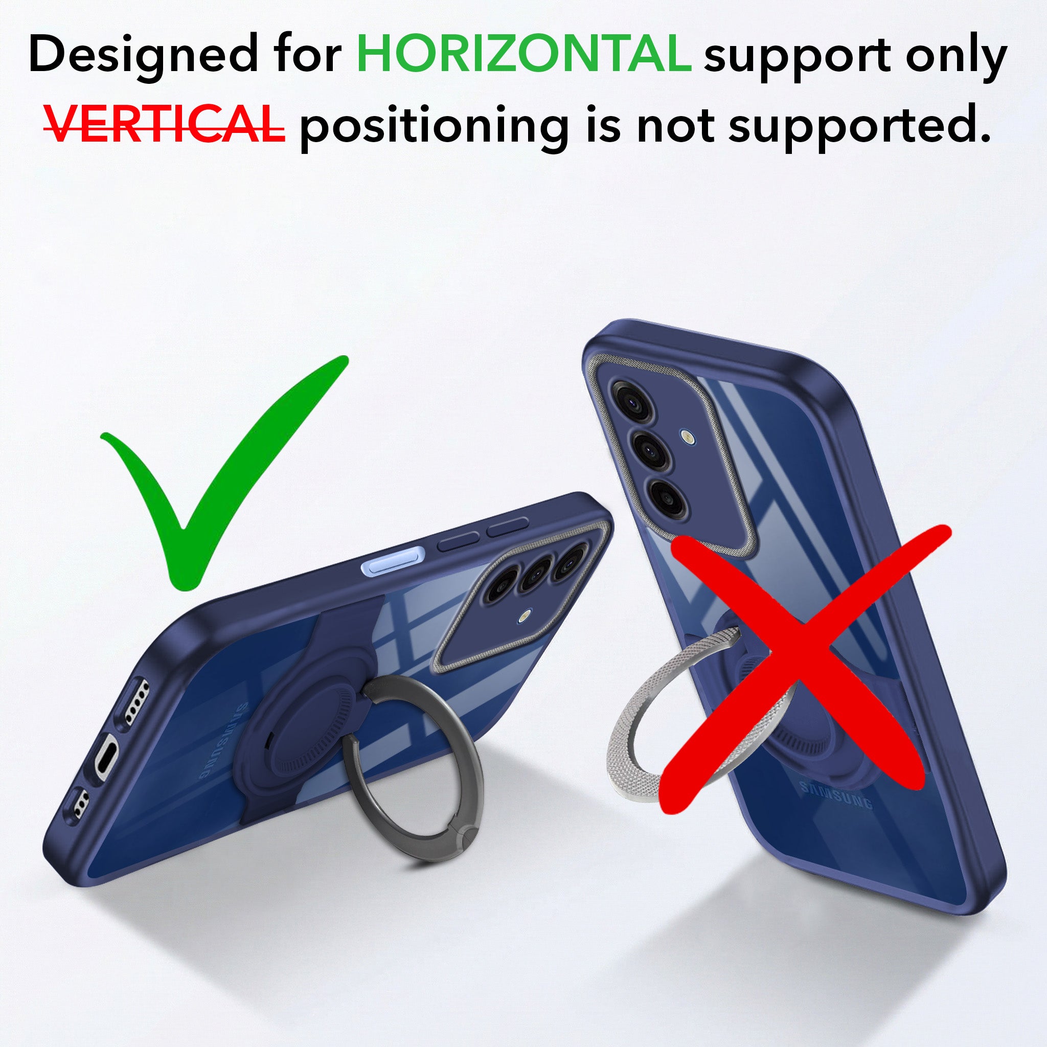 For Samsung Galaxy A17 | Samsung F17 | Samsung M17 5G Back Cover Case with stand (Built-in Ring Holder Kickstand | Lifetime Anti Yellow | Camera Protection)