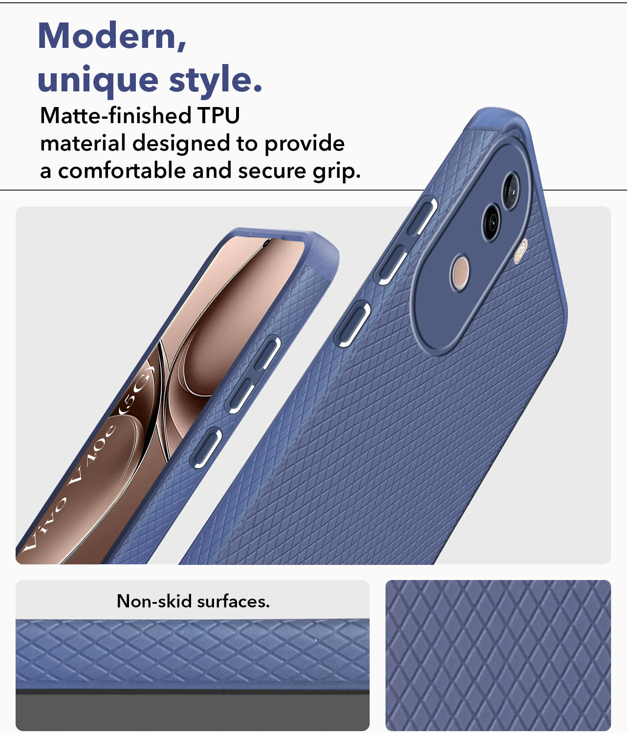For Vivo V40e Back Cover Case (Liquid Silicone | Side Grip | Camera Protection)