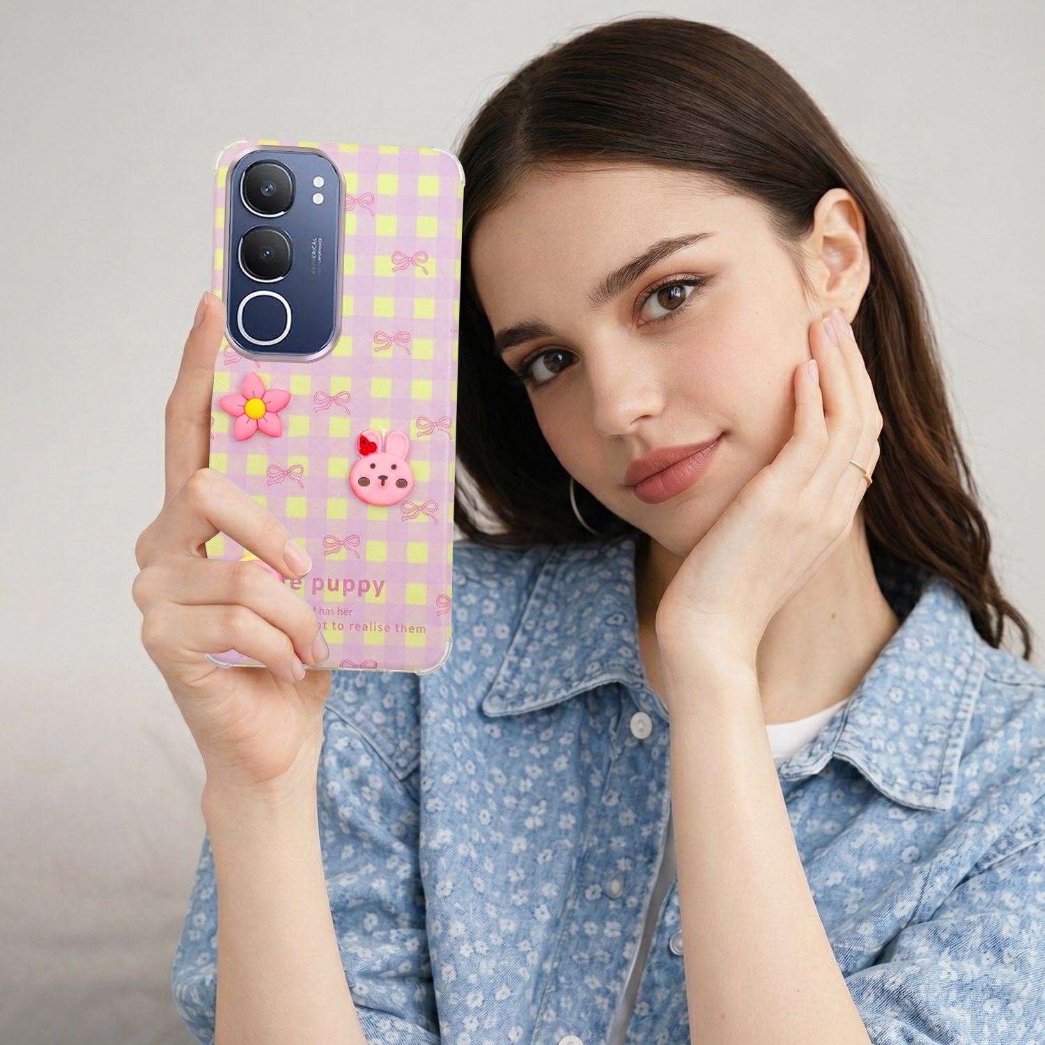 For Vivo Y29 Back Cover Case (3D Cute Cartoons | Hard Back Side Soft | Matte Premium Finish | HD Printing)