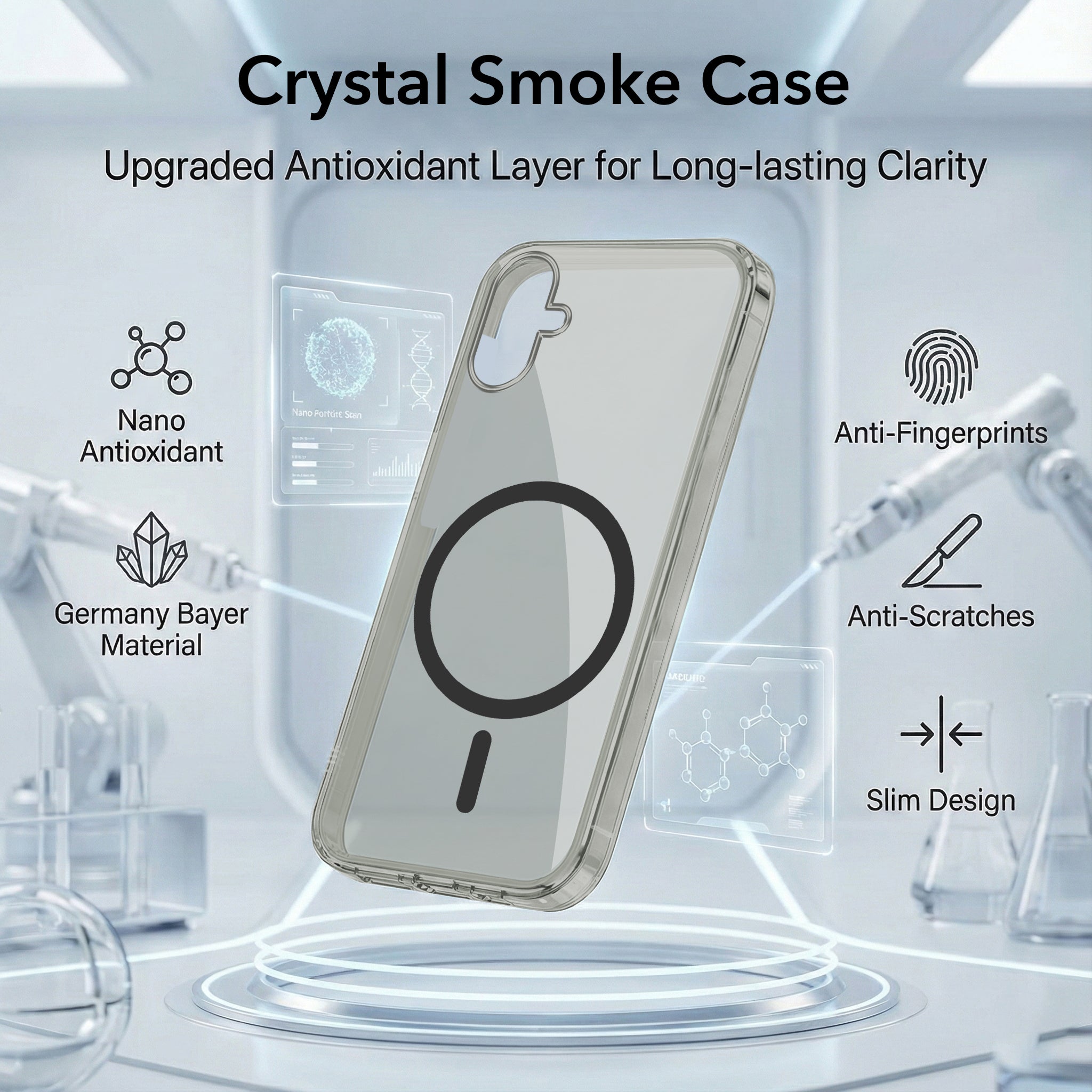 For Samsung Galaxy A06 Back Cover Case Lifetime Anti-Yellow MagSafe Compatible Clear (Sleek Hard Crystal | Shockproof and Camera Protection)