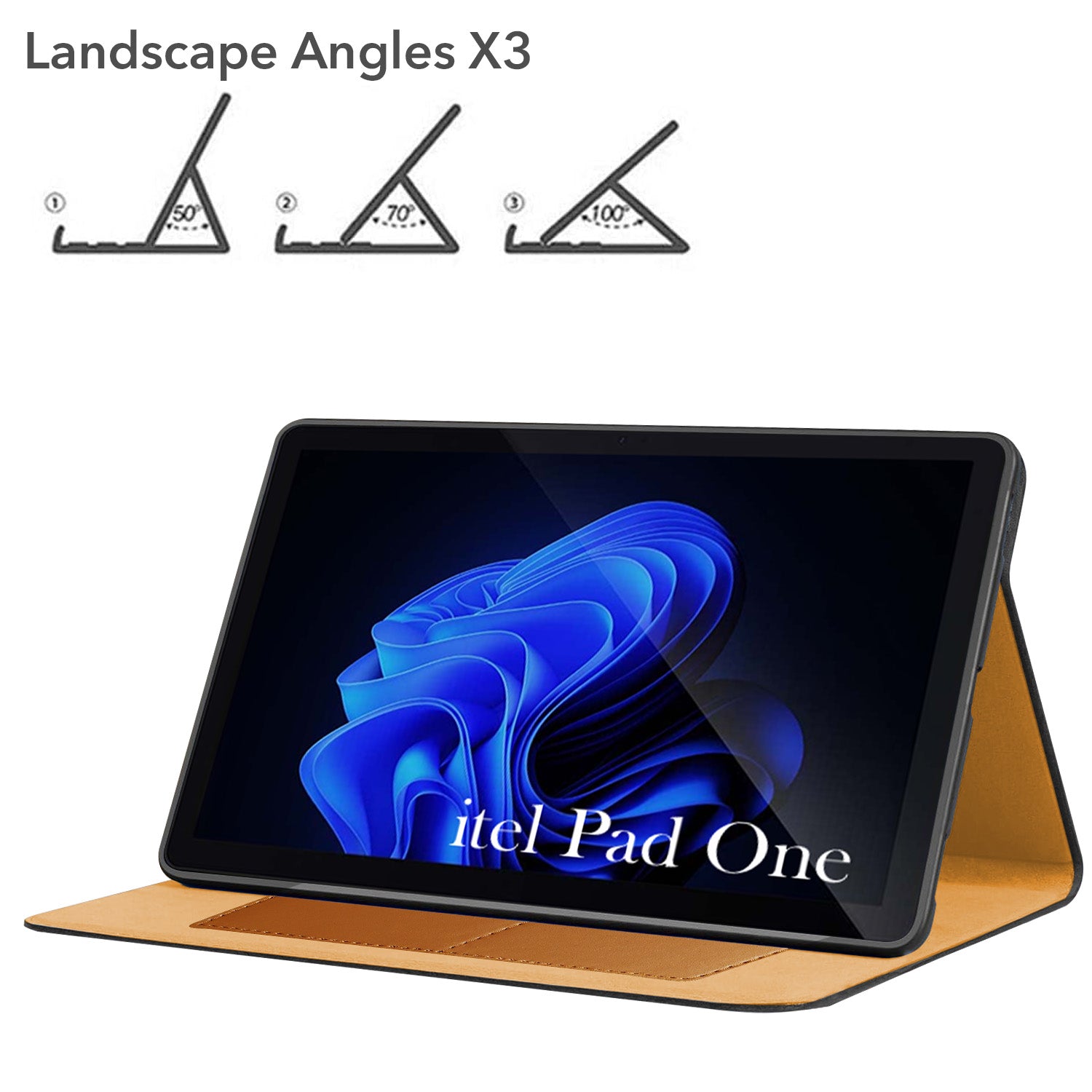 For Itel Pad One 10 Inch Flip Cover Folio Cover (PU Leather | Multi-Angle Smart Stand | Card Storage Slots | Silicone Back Pouch)