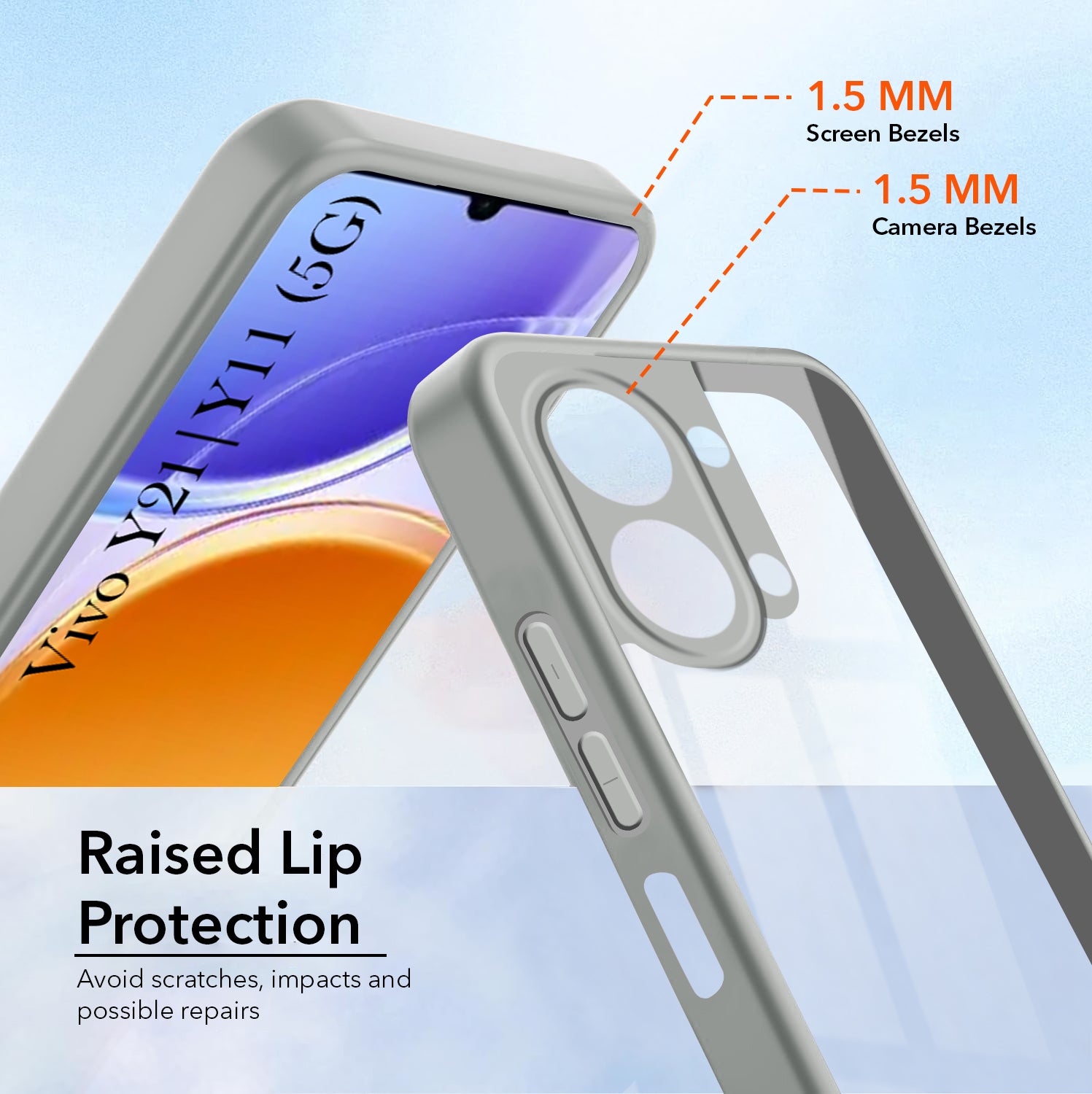 For Vivo Y11 | Vivo Y21 5G Back Cover Case Ultra-Hybrid (Lifetime Anti Yellow | Anti Scratch | Crystal Clear Shockproof)