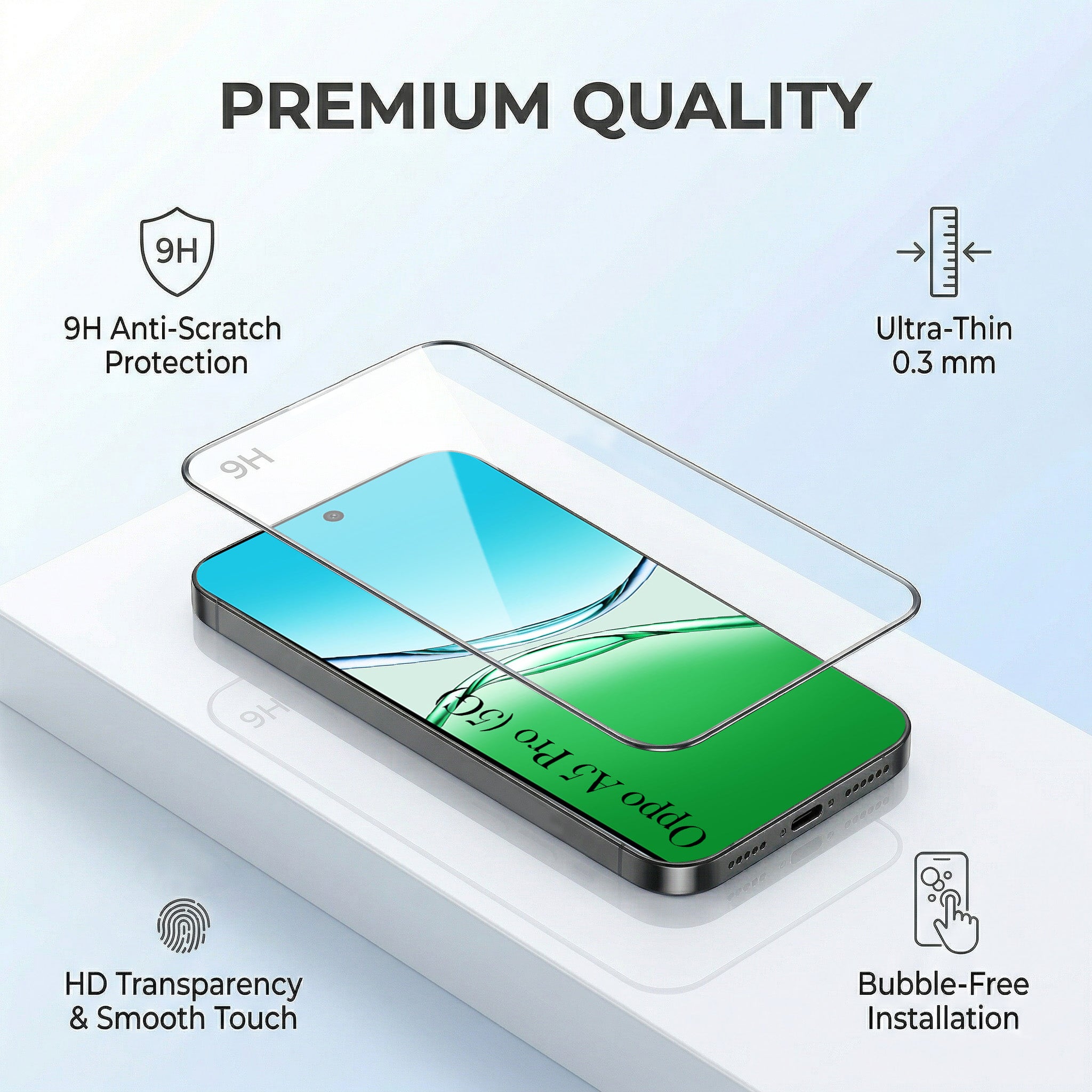 For Oppo A5 Pro Combo with Back Cover and 9H Tempered Glass (Liquid Silicone | Camera Protection | Oleophobic Coating Screen Glass)