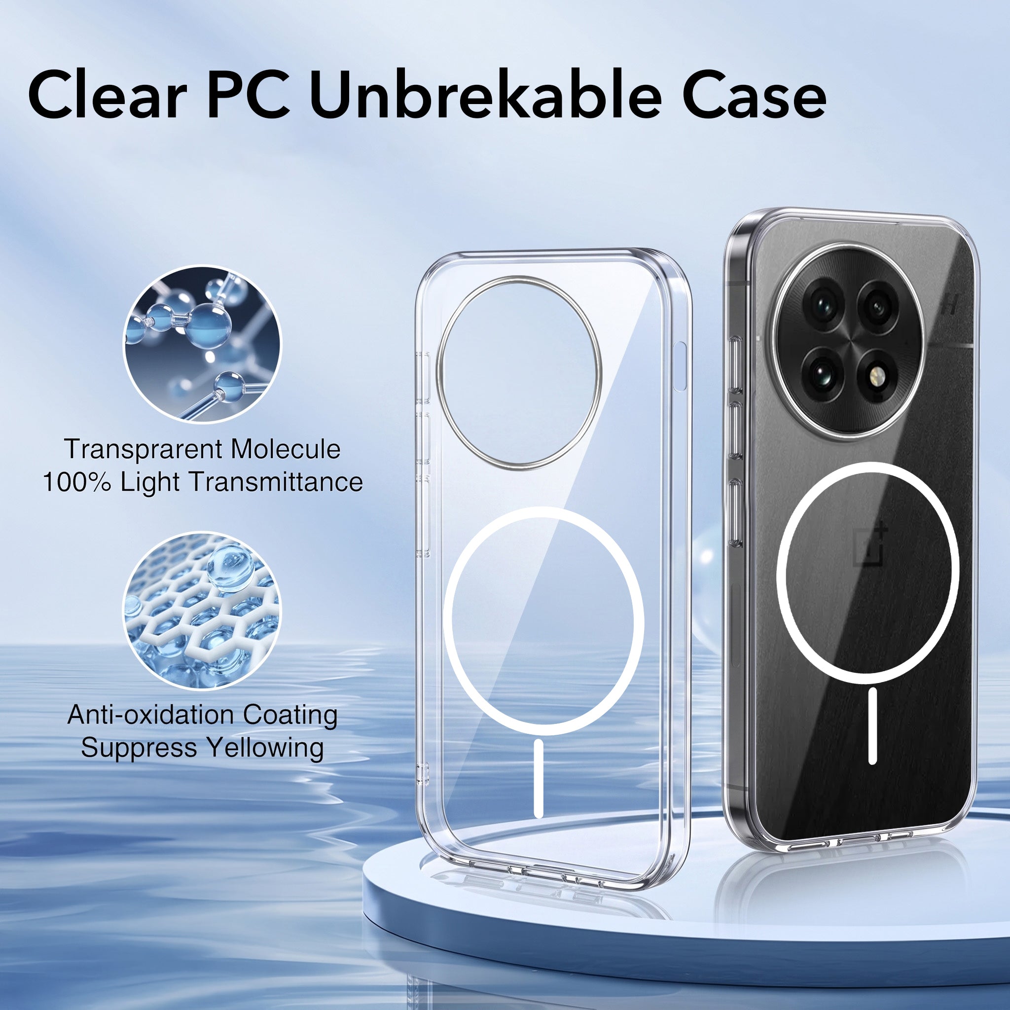 For OnePlus 13 Back Case Cover Crystal Anti Yellow (Unbreakable PC | MagSafe Wireless Charging Support |Camera Protection Bump)
