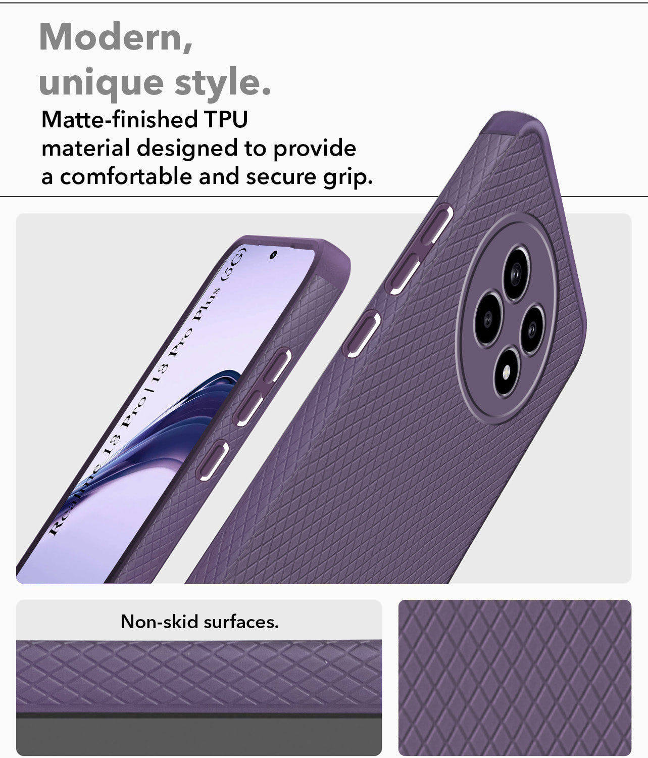 For Realme 13 Pro | Realme 13 Pro Plus 5G Back Cover Case (Liquid Silicone | Side Grip | Camera Protection)