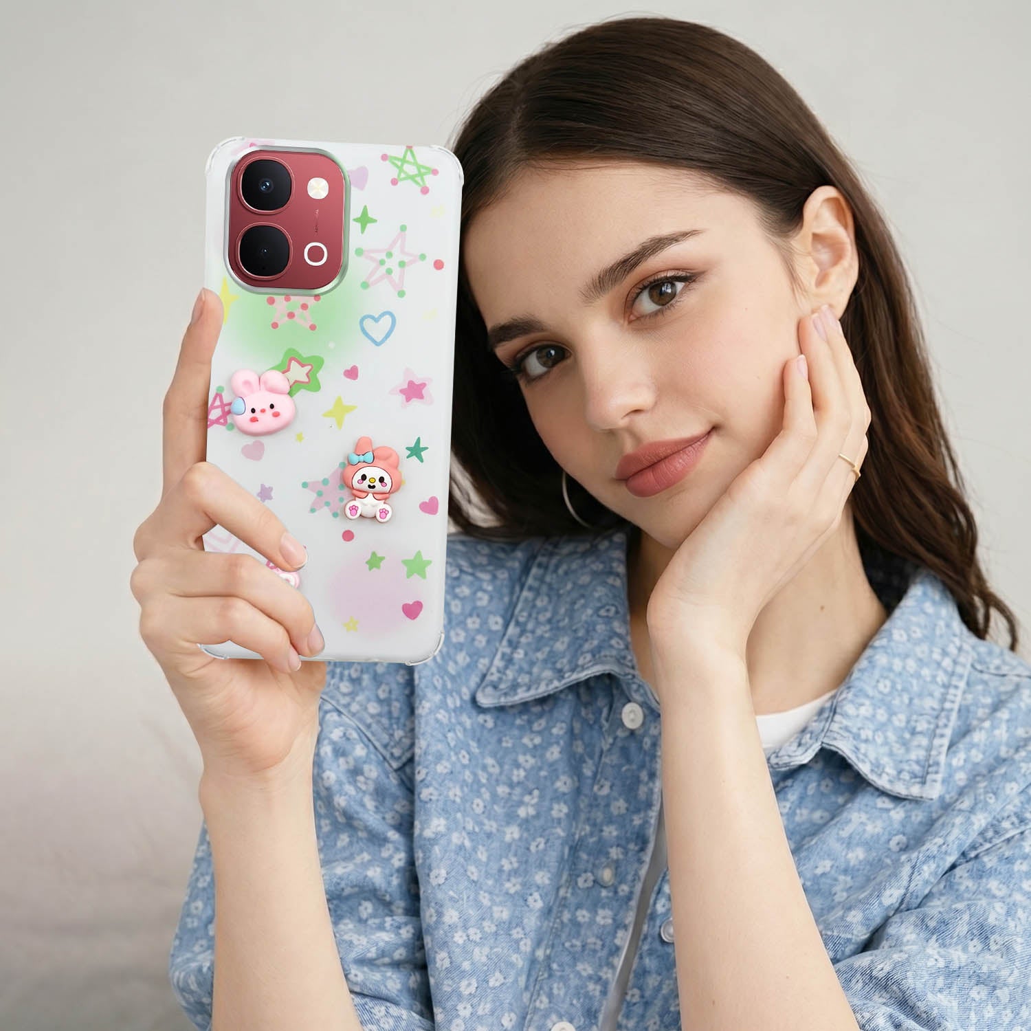 For Vivo Y31T 5G Back Cover Case (3D Cute Cartoons | Hard Back Side Soft | Matte Premium Finish | HD Printing)
