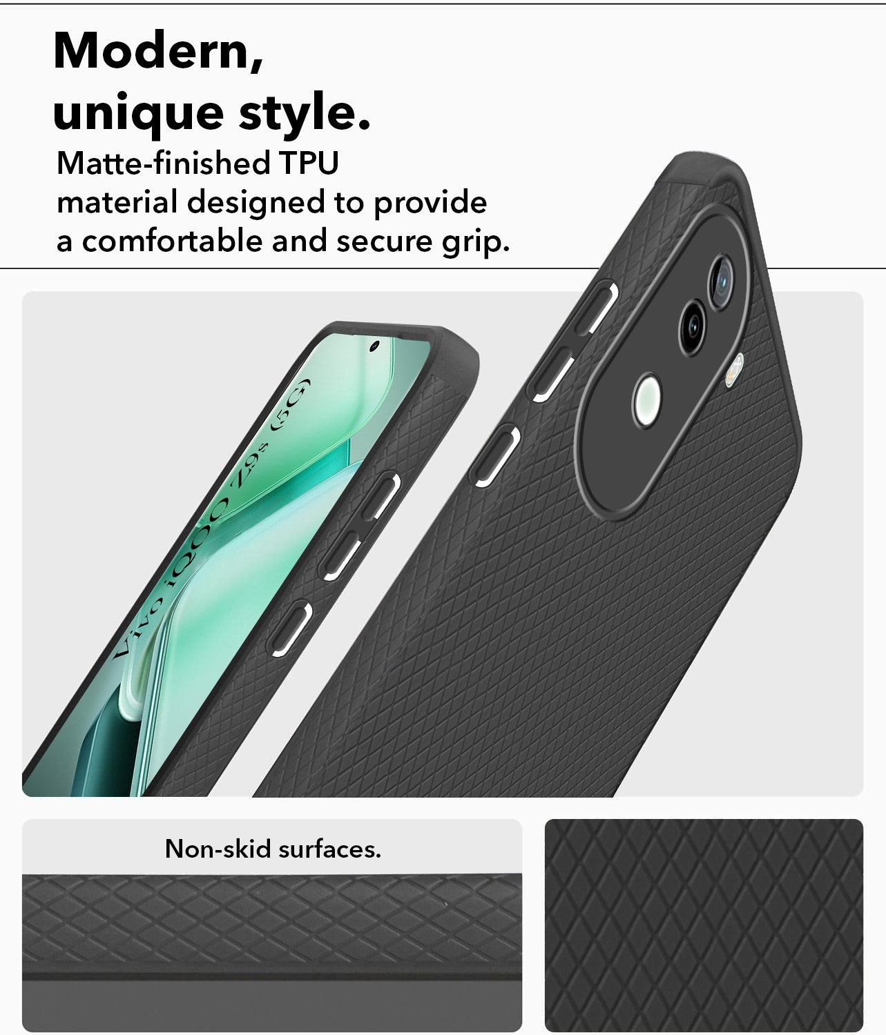 For Vivo iQOO Z9s Back Cover Case (Liquid Silicone | Side Grip | Camera Protection)