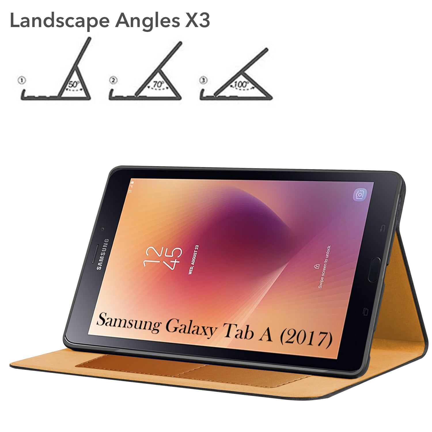 For Samsung Galaxy Tab A T380|T385 8 Inch Flip Cover Folio Cover (PU Matte Leather | Multi-Angle Smart Stand | Card Storage Slots | Silicone Back Pouch)
