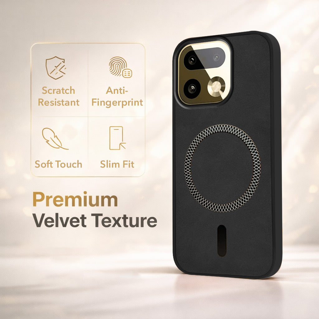 For Realme 16 Pro Plus 5G Back Cover Case Leather Finish (MagSafe Compatible Wireless Charging | Soft Touch | Camera Bump Protection)