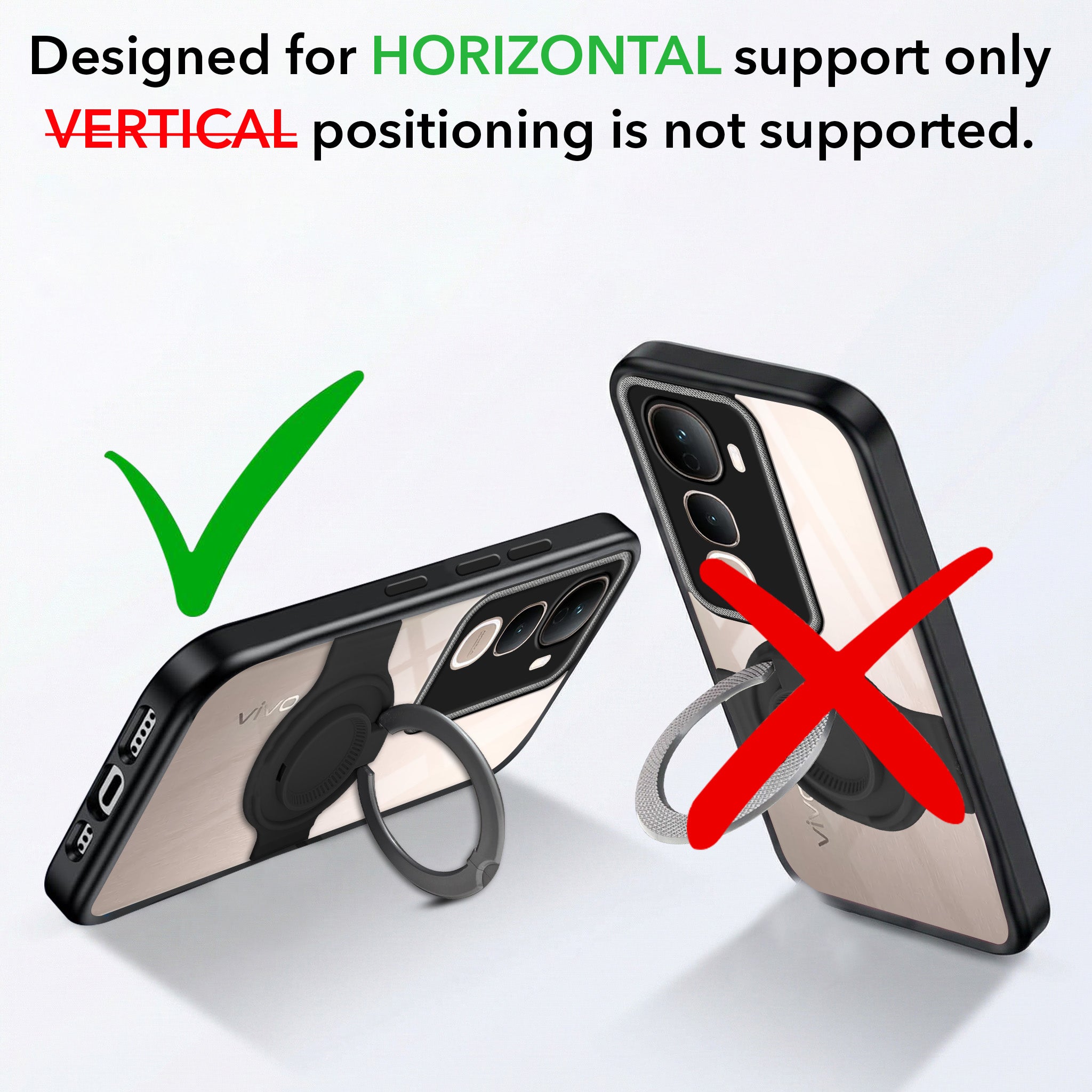 For Vivo Y400 Pro Back Cover Case with stand (Built-in Ring Holder Kickstand | Lifetime Anti Yellow | Camera Protection)