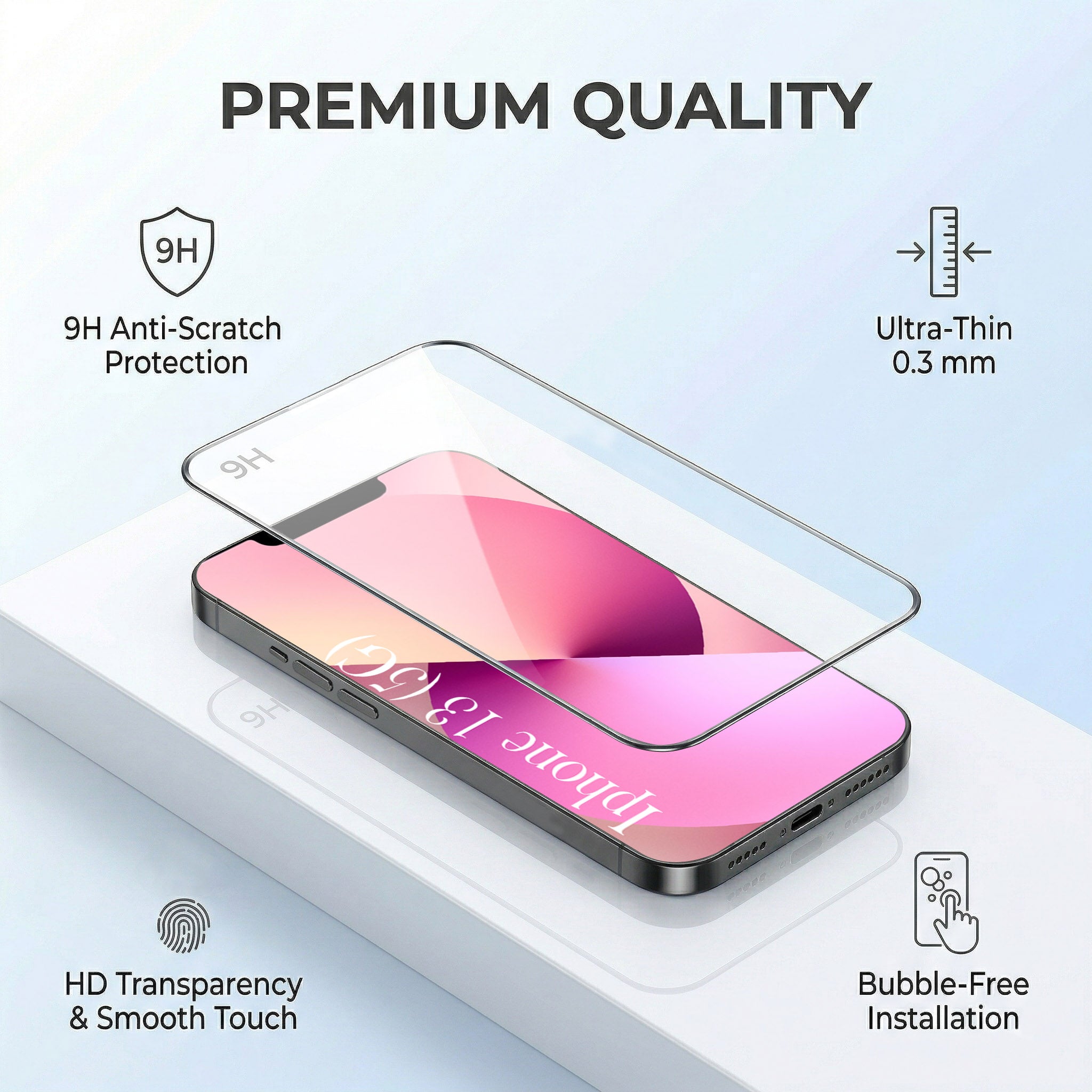 For Apple iPhone 13 Combo with Back Cover and 9H Tempered Glass (Liquid Silicone | Camera Protection | Oleophobic Coating Screen Glass)
