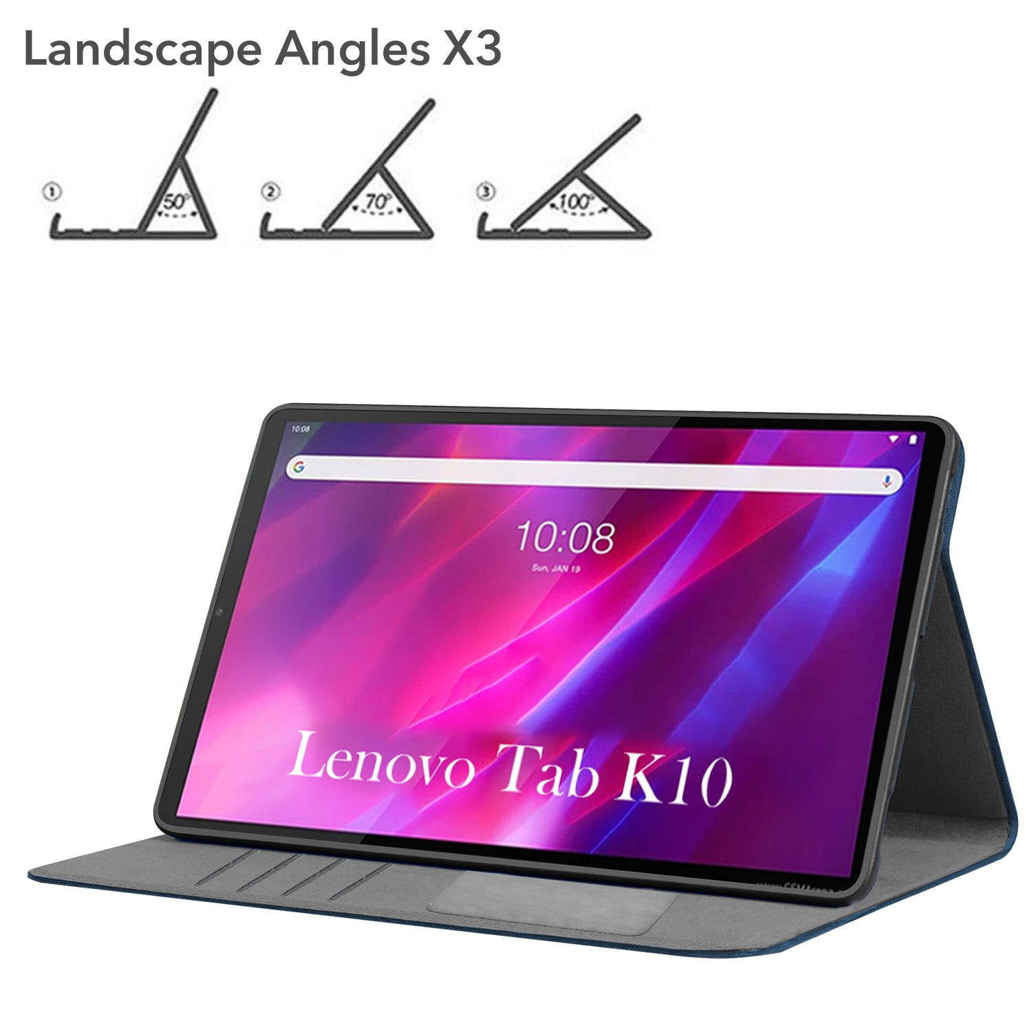 For Flip Cover Folio Case  Lenovo Tab K10 10 Inch TB-X6C6F / X6C6X  (PU Leather | Multi-Angle Smart Stand | Card Storage Slots | Silicone Back Pouch)
