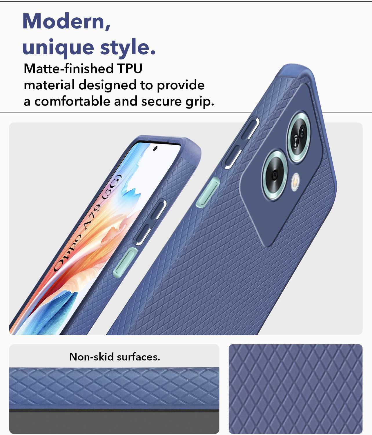 For Oppo A79 5G Back Cover Case (Liquid Silicone | Side Grip | Camera Protection)