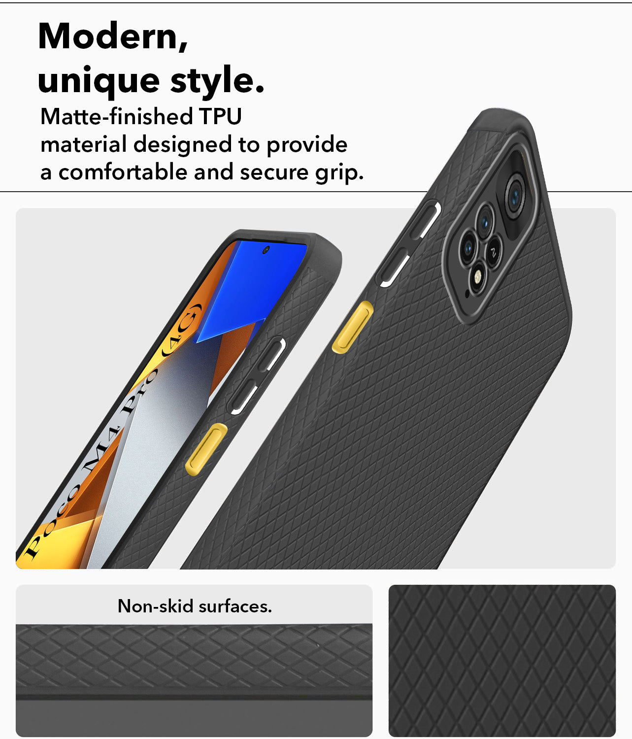 For Poco M4 Pro 4G Back Cover Case (Liquid Silicone | Side Grip | Camera Protection)