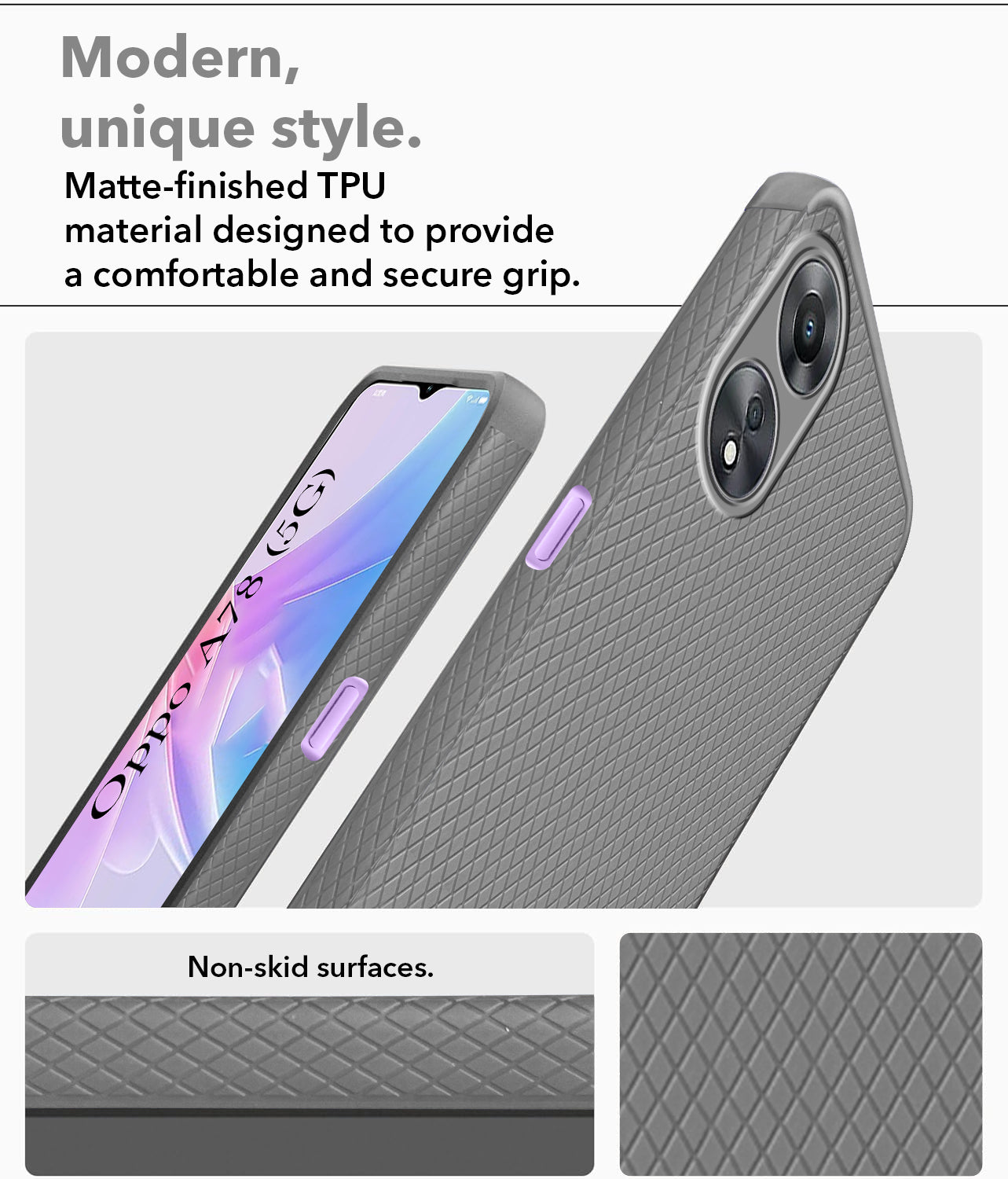 For Oppo A78 5G Back Cover Case (Liquid Silicone | Side Grip | Camera Protection)