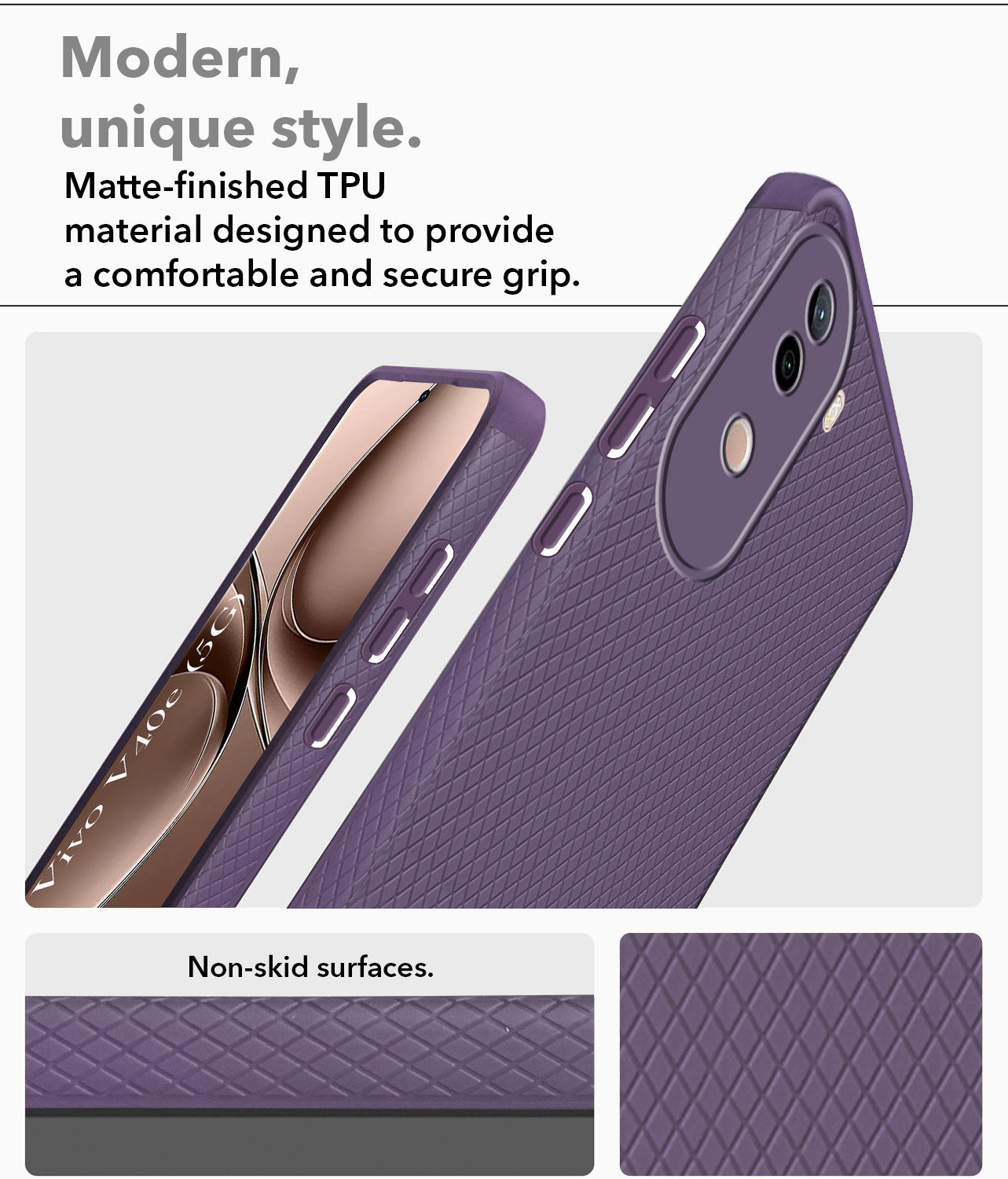 For Vivo V40e Back Cover Case (Liquid Silicone | Side Grip | Camera Protection)