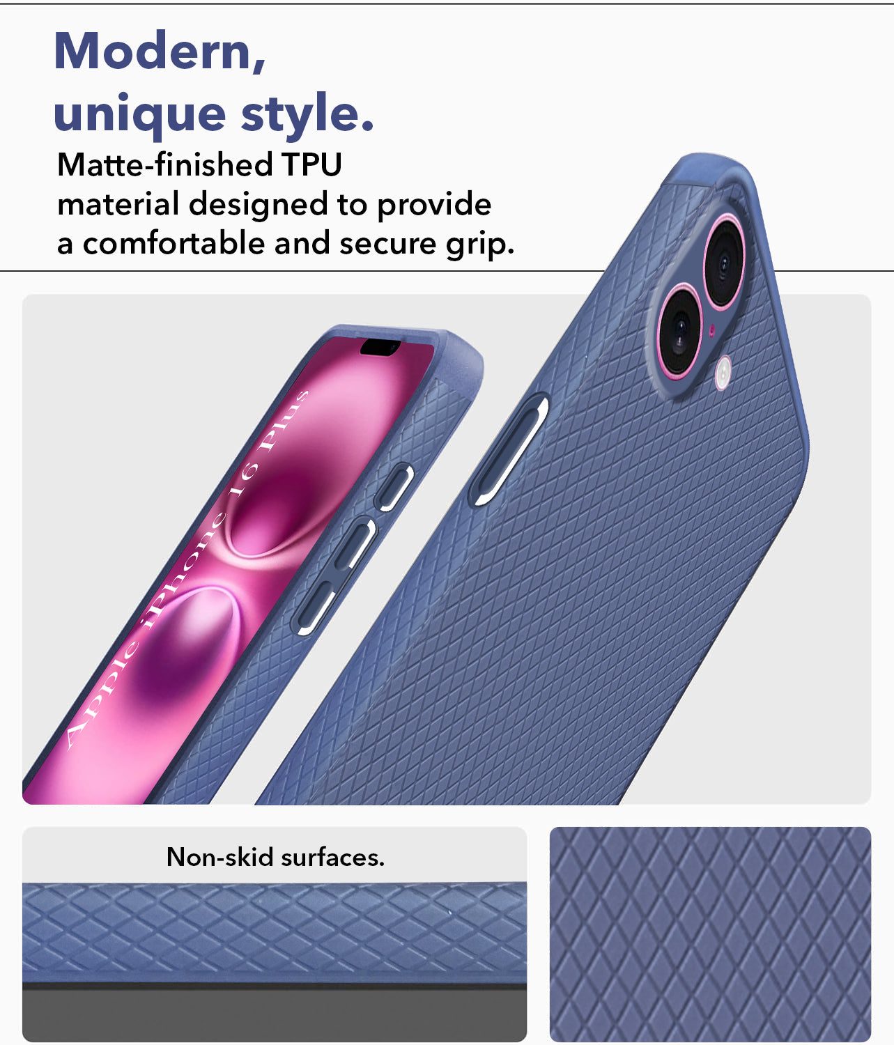 For Apple iPhone 16 Plus Back Cover Case (Liquid Silicone | Side Grip | Camera Protection)