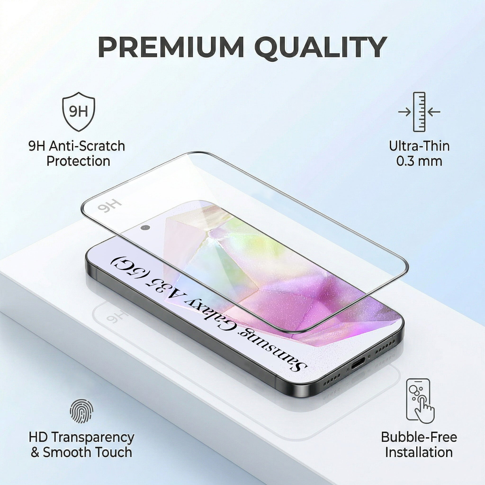 For Samsung Galaxy A35 5G Combo with Back Cover and 9H Tempered Glass (Liquid Silicone | Camera Protection | Oleophobic Coating Screen Glass)