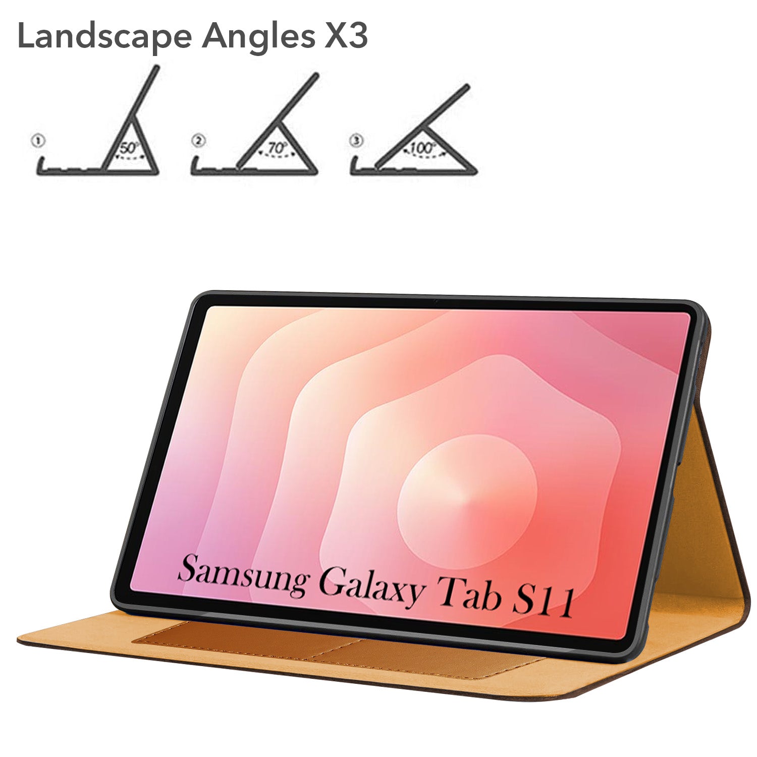 For Samsung Galaxy Tab S11 11 Inch SM-X730/X736/X736B Flip Cover Folio Cover (PU Leather | Multi-Angle Smart Stand | Card Storage Slots | Silicone Back Pouch)
