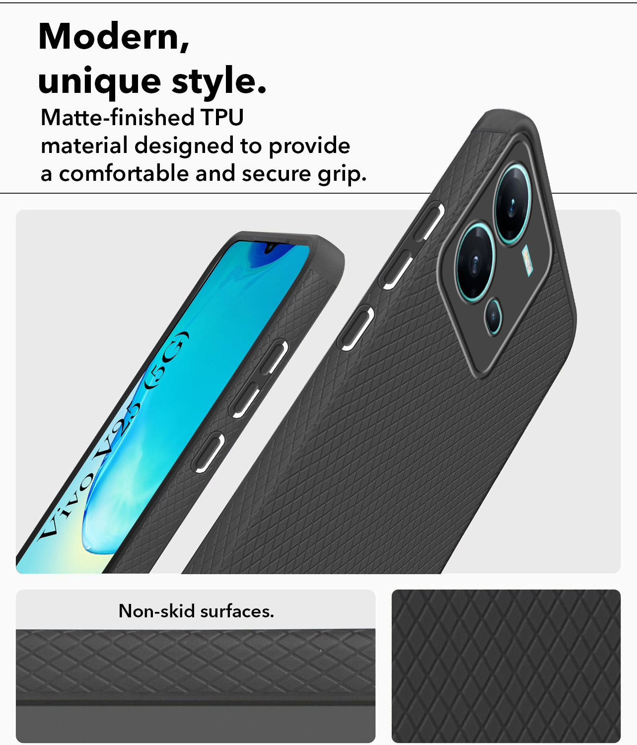 For Vivo V25 5G Back Cover Case (Liquid Silicone | Side Grip | Camera Protection)