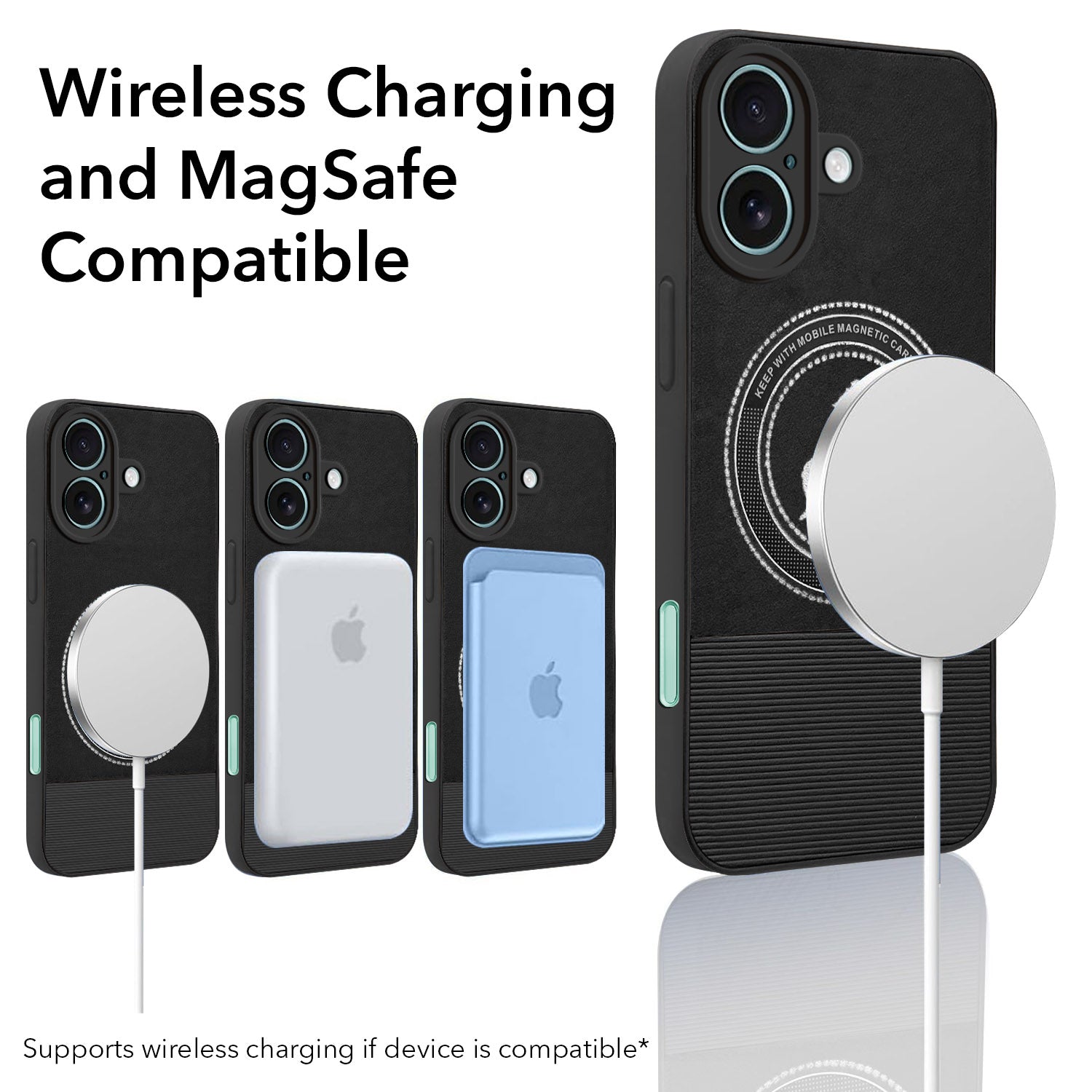 For Apple iPhone 16 Back Cover Case PU Leather Finish (Professional Minimalist Texture | MagSafe Compatile | Camera Protection | Sleek Sober Formal)