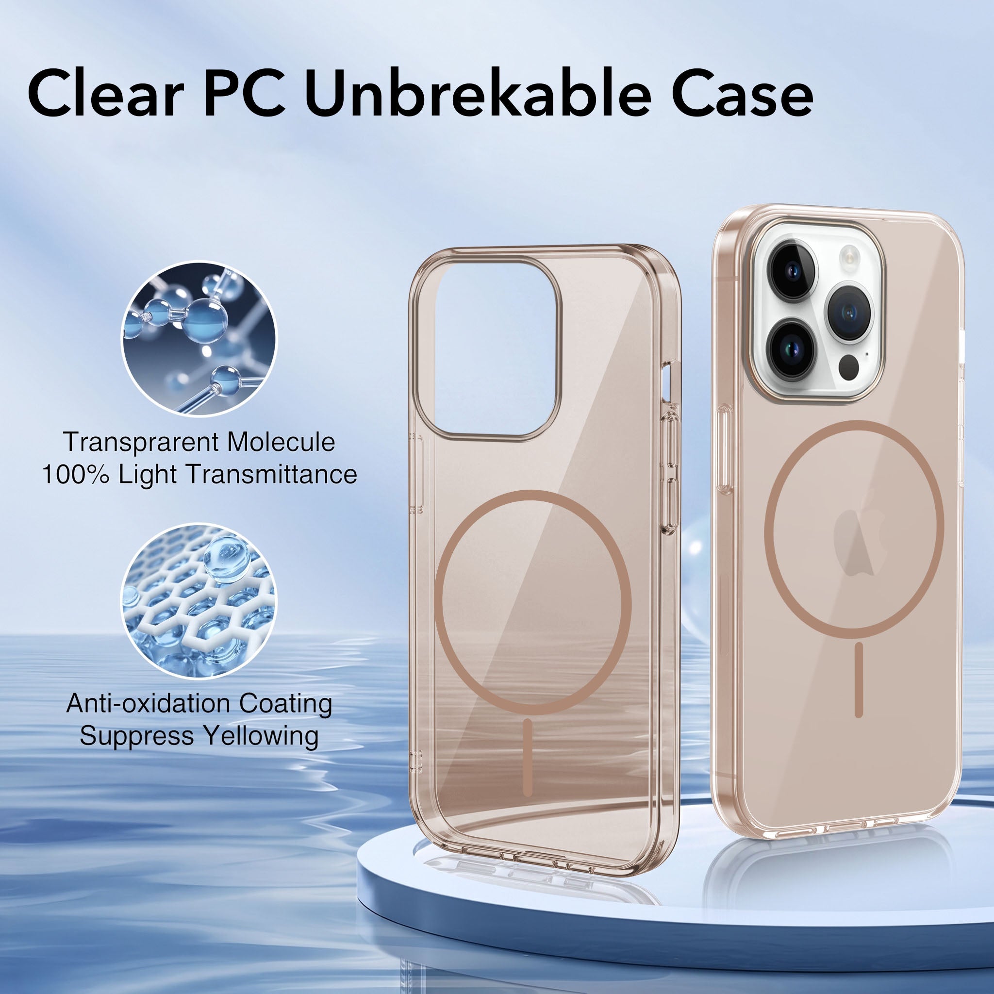 For Apple iPhone 14 Pro Max Back Case Cover Crystal Anti Yellow (Unbreakable PC | MagSafe Wireless Charging Support |Camera Protection Bump)