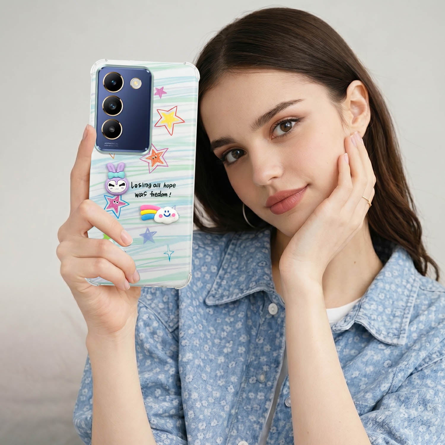 For Vivo T3 5G Back Cover Case (3D Cute Cartoons | Hard Back Side Soft | Matte Premium Finish | HD Printing)
