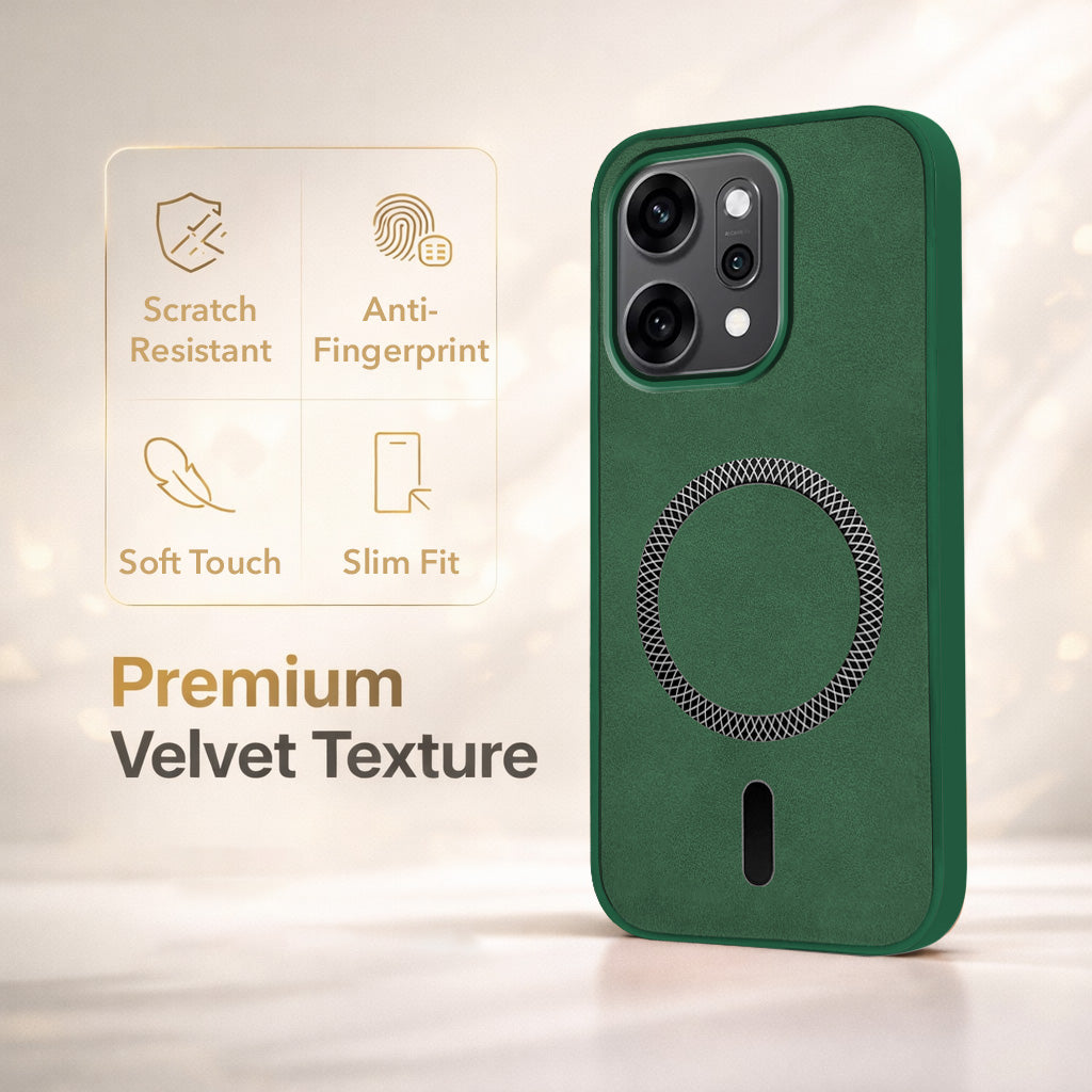 For Oppo Reno14 Pro 5G | Oppo Reno 14 Pro 5G Back Cover Case Leather Finish (MagSafe Compatible Wireless Charging | Soft Touch | Camera Bump Protection)