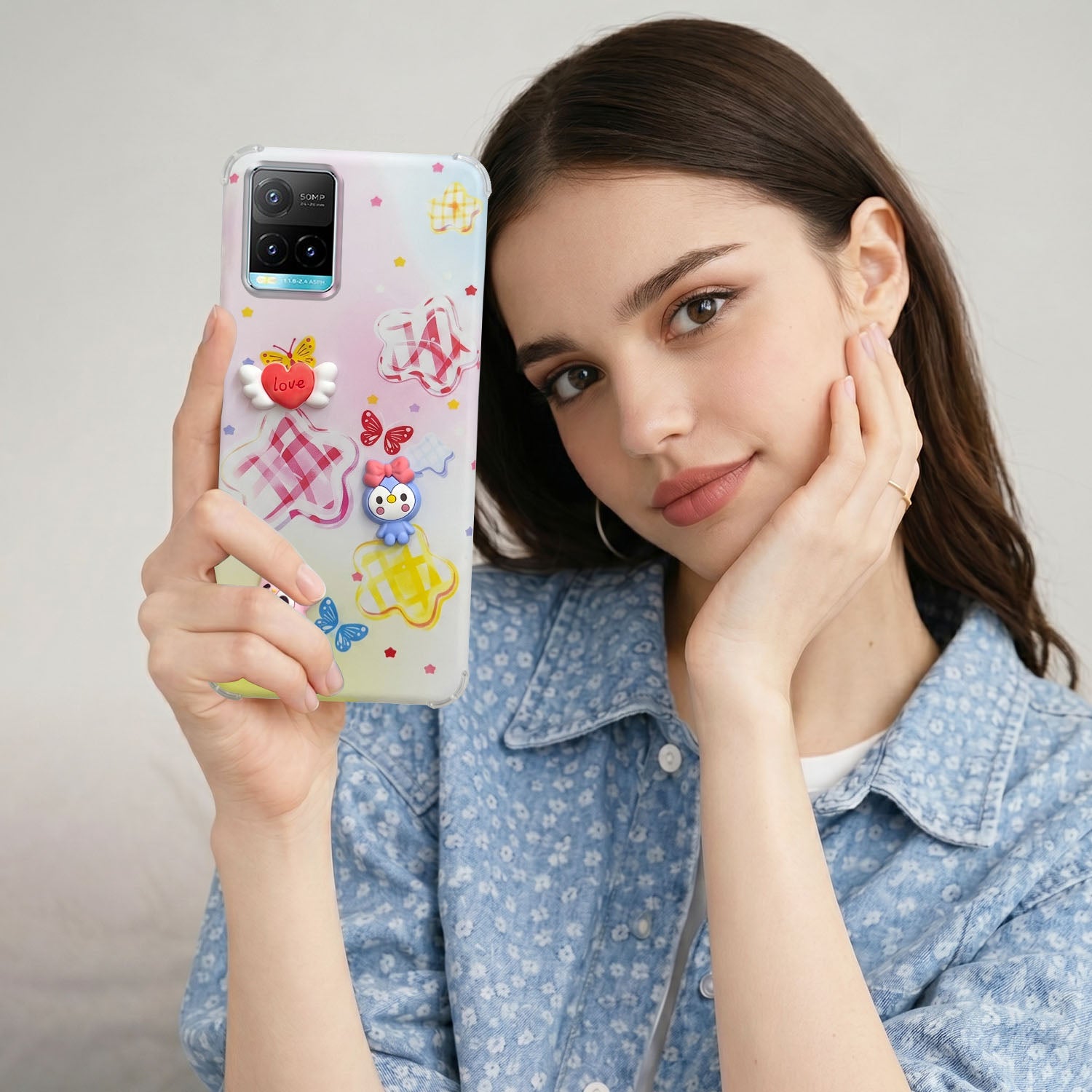 For Vivo Y33T | Vivo Y21T | Vivo Y21s Back Cover Case (3D Cute Cartoons | Hard Back Side Soft | Matte Premium Finish | HD Printing)