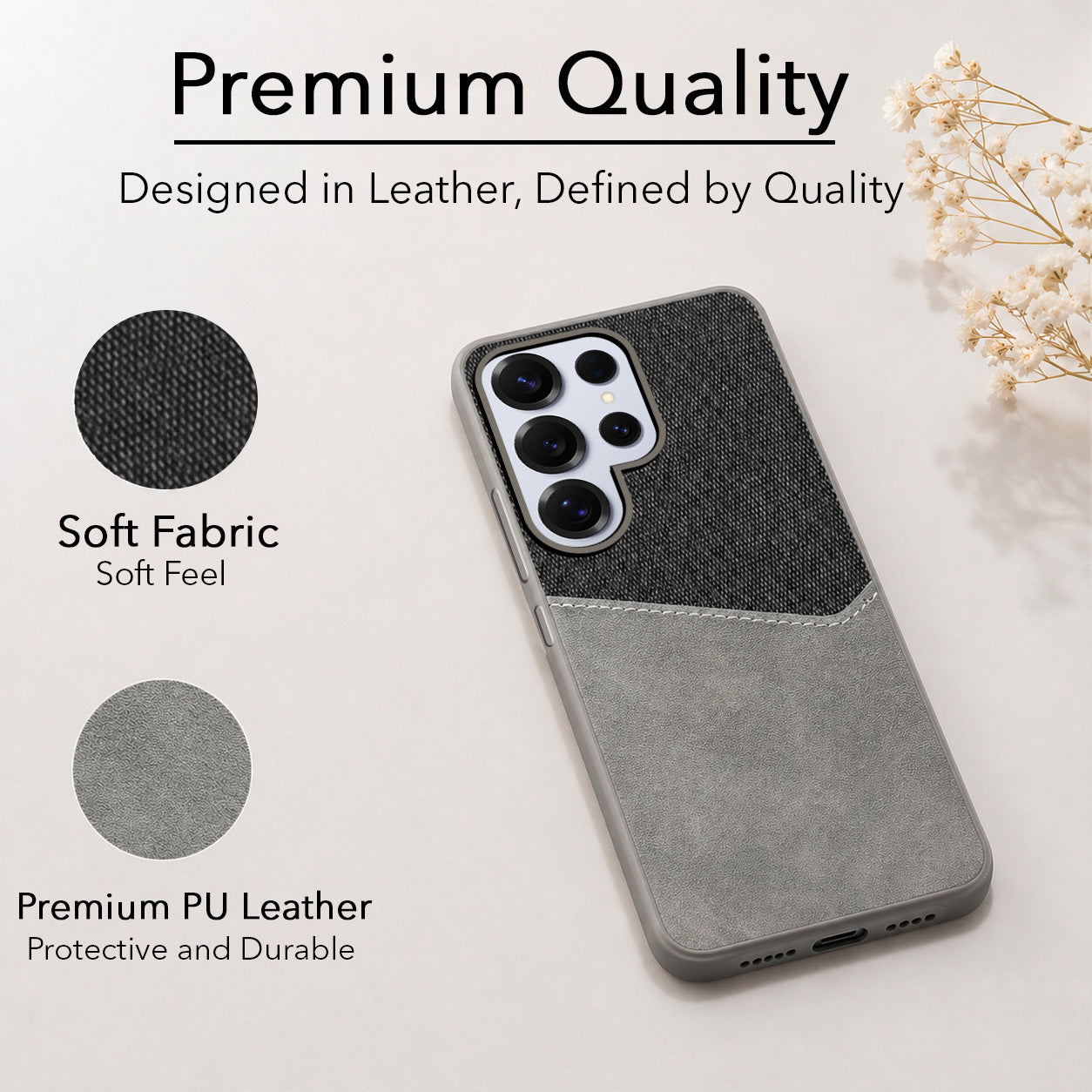 For Samsung Galaxy S25 Ultra Back Cover Case (Dual PU Leather Stitch | Professional Minimalist | Soft and Flexible)