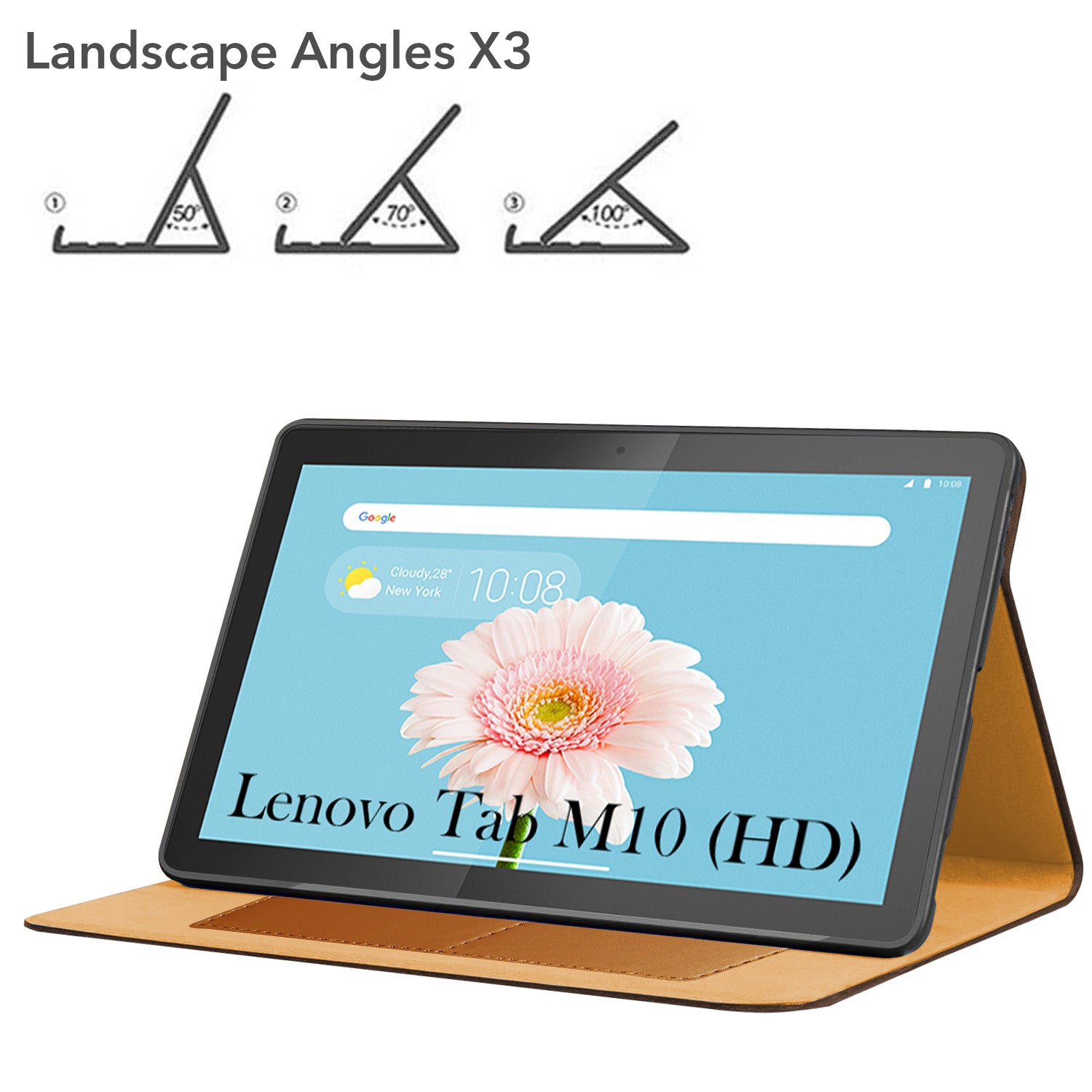 For Lenovo Tab M10 HD (X505X) 10.1 Inch Flip Cover Folio Cover (PU Leather | Multi-Angle Smart Stand | Card Storage Slots | Silicone Back Pouch)