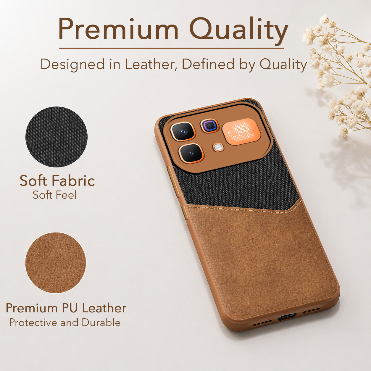 For Infinix Note 60 Pro 5G Back Cover Case (Dual PU Leather Stitch | Professional Minimalist | Soft and Flexible)