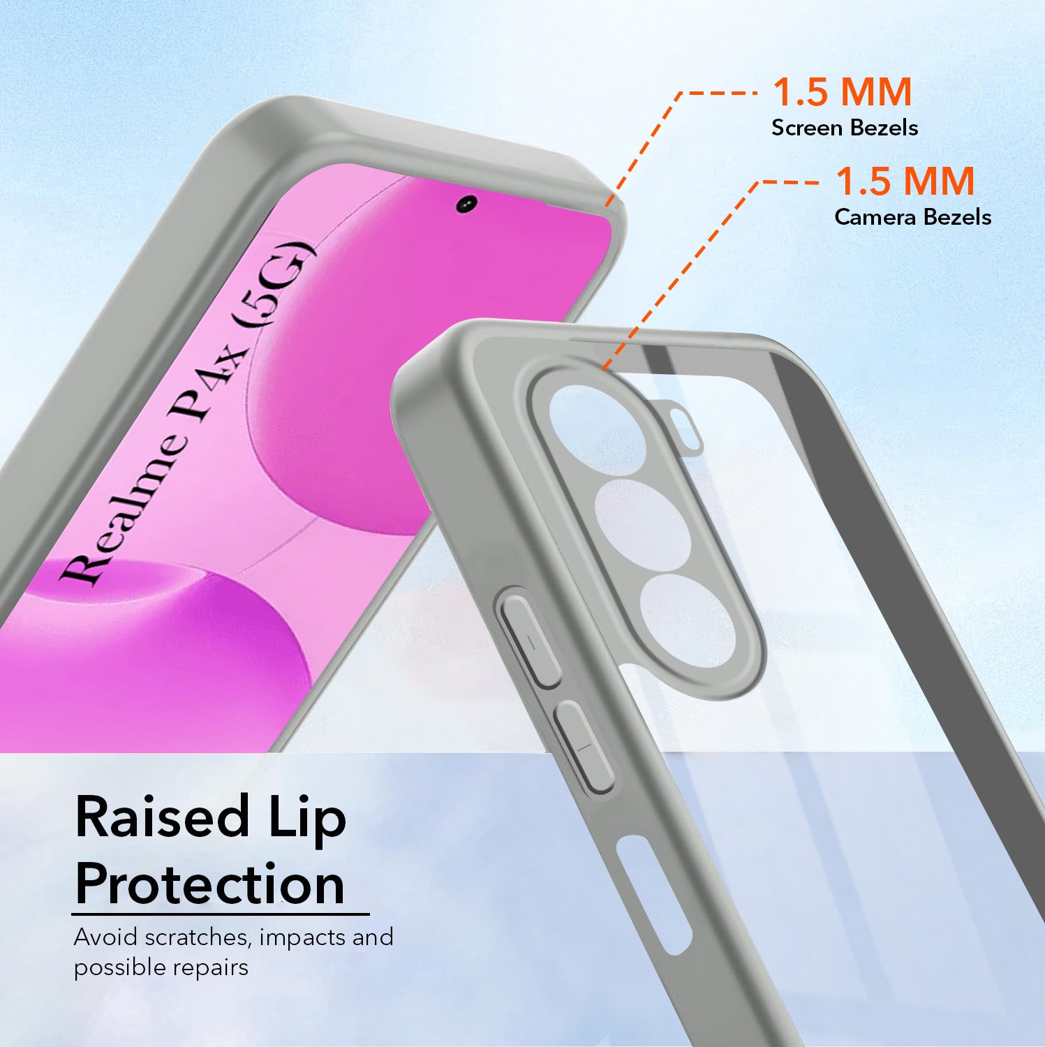 For Realme P4x Lite Back Cover Case Ultra-Hybrid (Lifetime Anti Yellow | Anti Scratch | Crystal Clear Shockproof)
