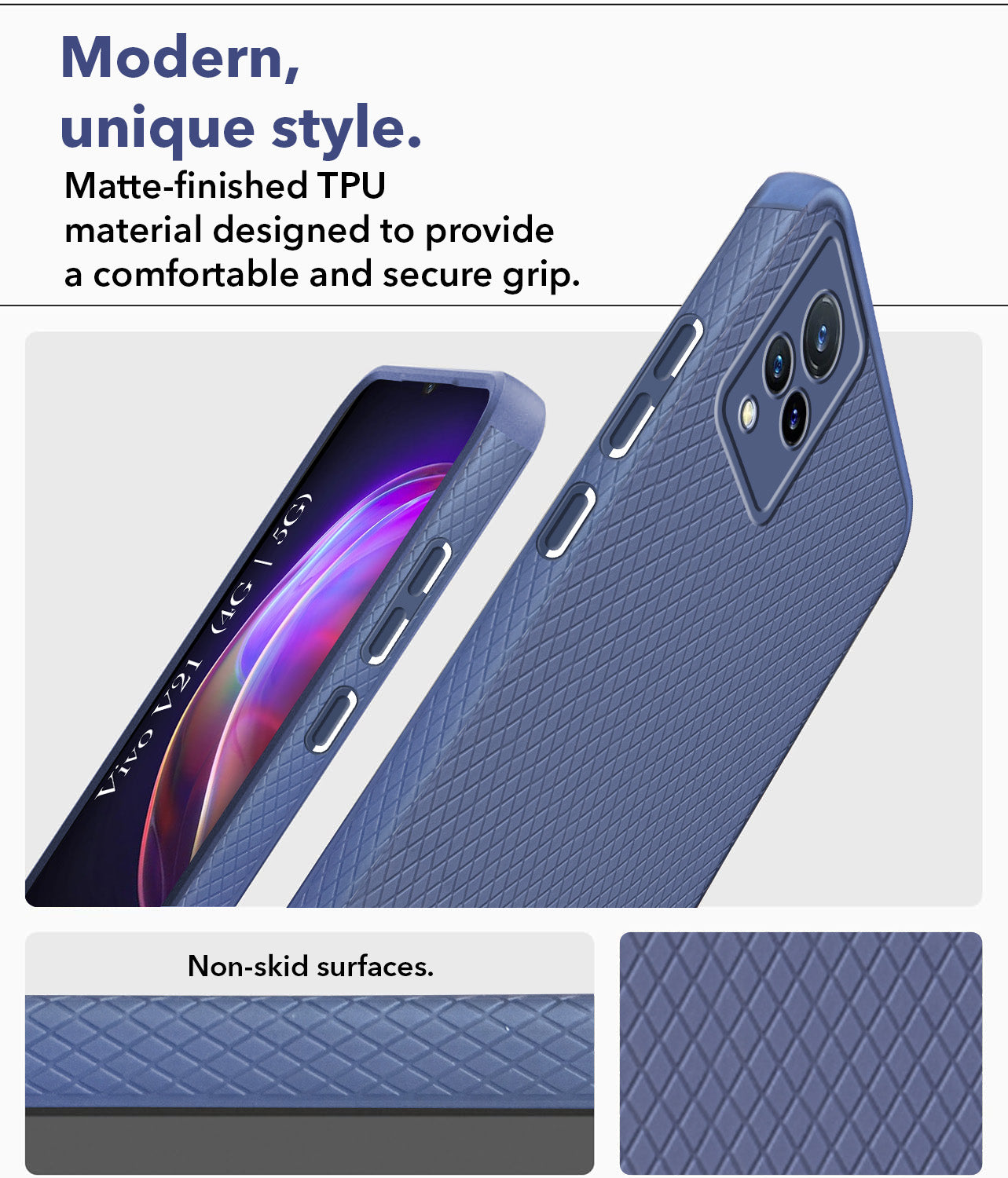 For Vivo V21 | Vivo V21 5G Back Cover Case Liquid Silicone (Camera Protection | Side Grip Texture | Soft and Flexible)