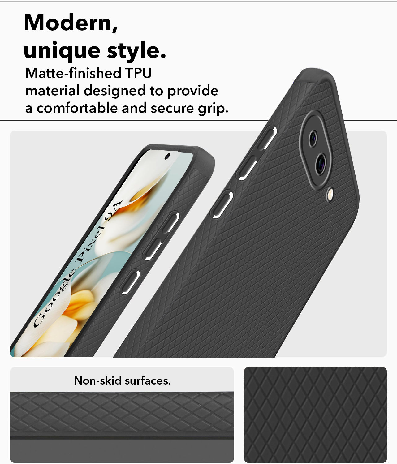 For Google Pixel 9A Back Cover Case (Liquid Silicone | Side Grip | Camera Protection)
