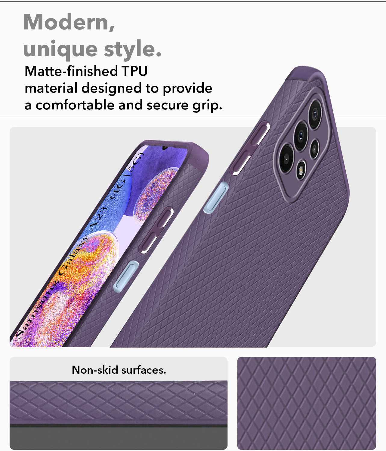 For Samsung Galaxy A23 4G | 5G Back Cover Case (Liquid Silicone | Side Grip | Camera Protection)