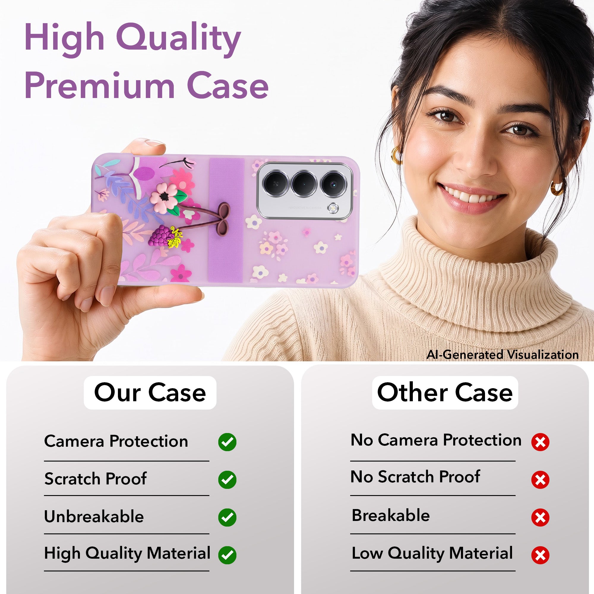 For Redmi 15 Back Cover Case (3D Cute Cartoons | Hard Back Side Soft | Matte Premium Finish | HD Printing)