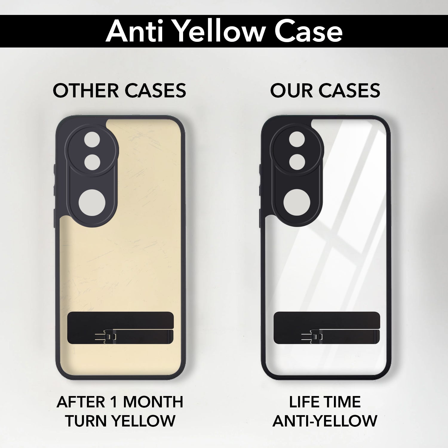 For Vivo V50 | Vivo V50e Back Cover Case (Built-in Stand | Lifetime Anti Yellow | Kickstand Shockproof | Camera Protection | MagSafe Compatible)