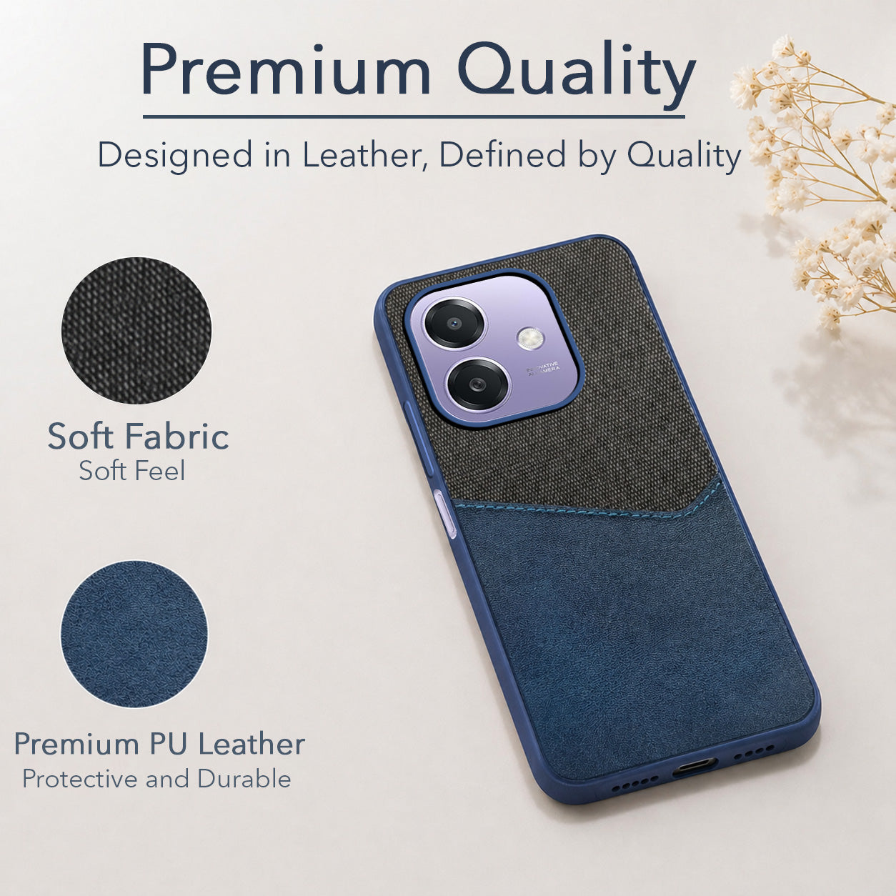 For Oppo A3X (4G/5G) | Oppo A3 5G Back Cover Case (Dual PU Leather Stitch | Professional Minimalist | Soft and Flexible)