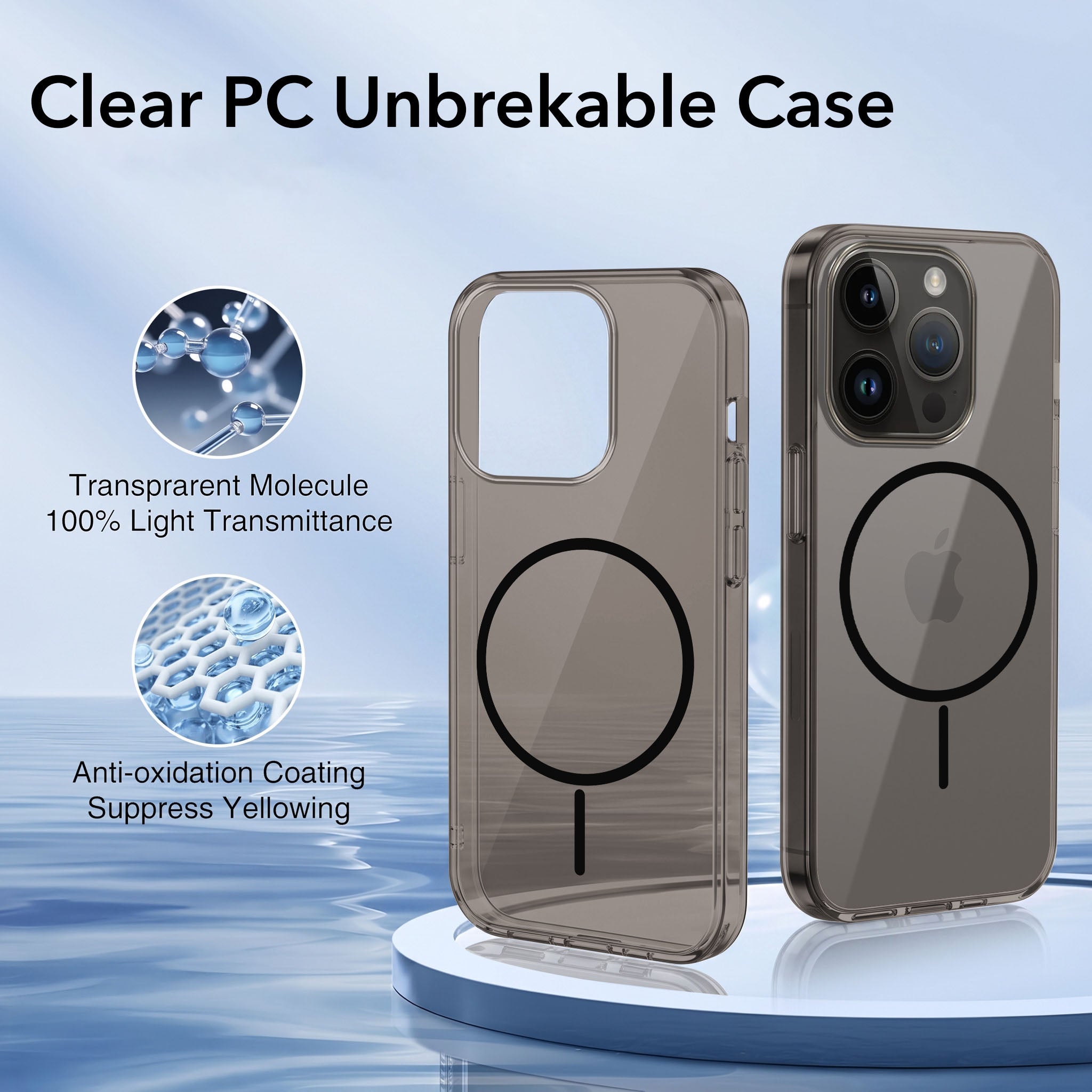 For Apple iPhone 14 Pro Back Case Cover Crystal Anti Yellow (Unbreakable PC | MagSafe Wireless Charging Support |Camera Protection Bump)