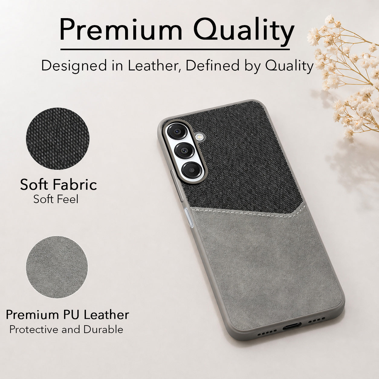 For Samsung Galaxy A16 5G Back Cover Case (Dual PU Leather Stitch | Professional Minimalist | Soft and Flexible)